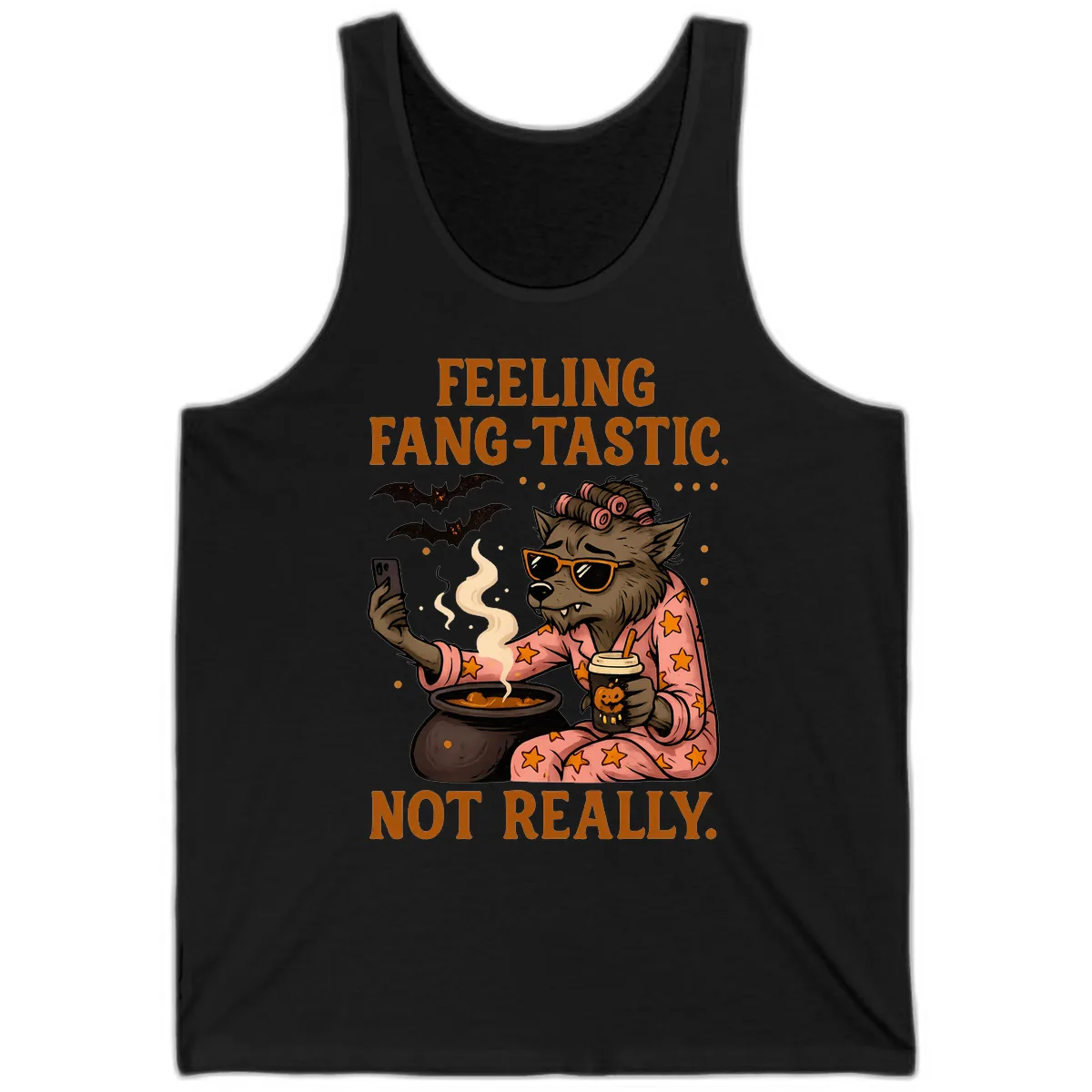 Feeling Fang-Tastic Not Really Werewolf Tank in Black