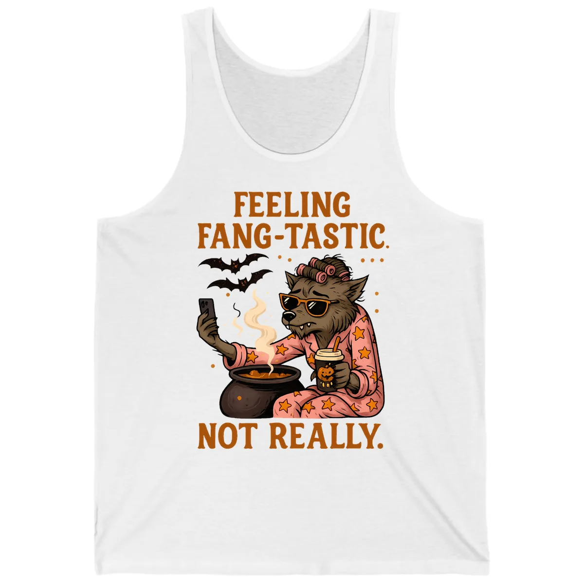 Feeling Fang-Tastic Not Really Werewolf Tank in White