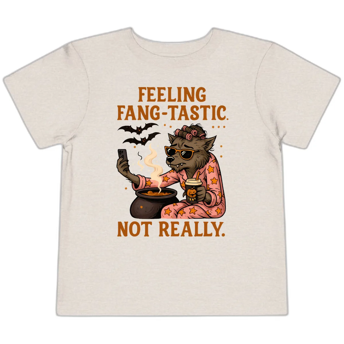 Feeling Fang-Tastic Not Really Werewolf Toddler T-Shirt in Heather Dust