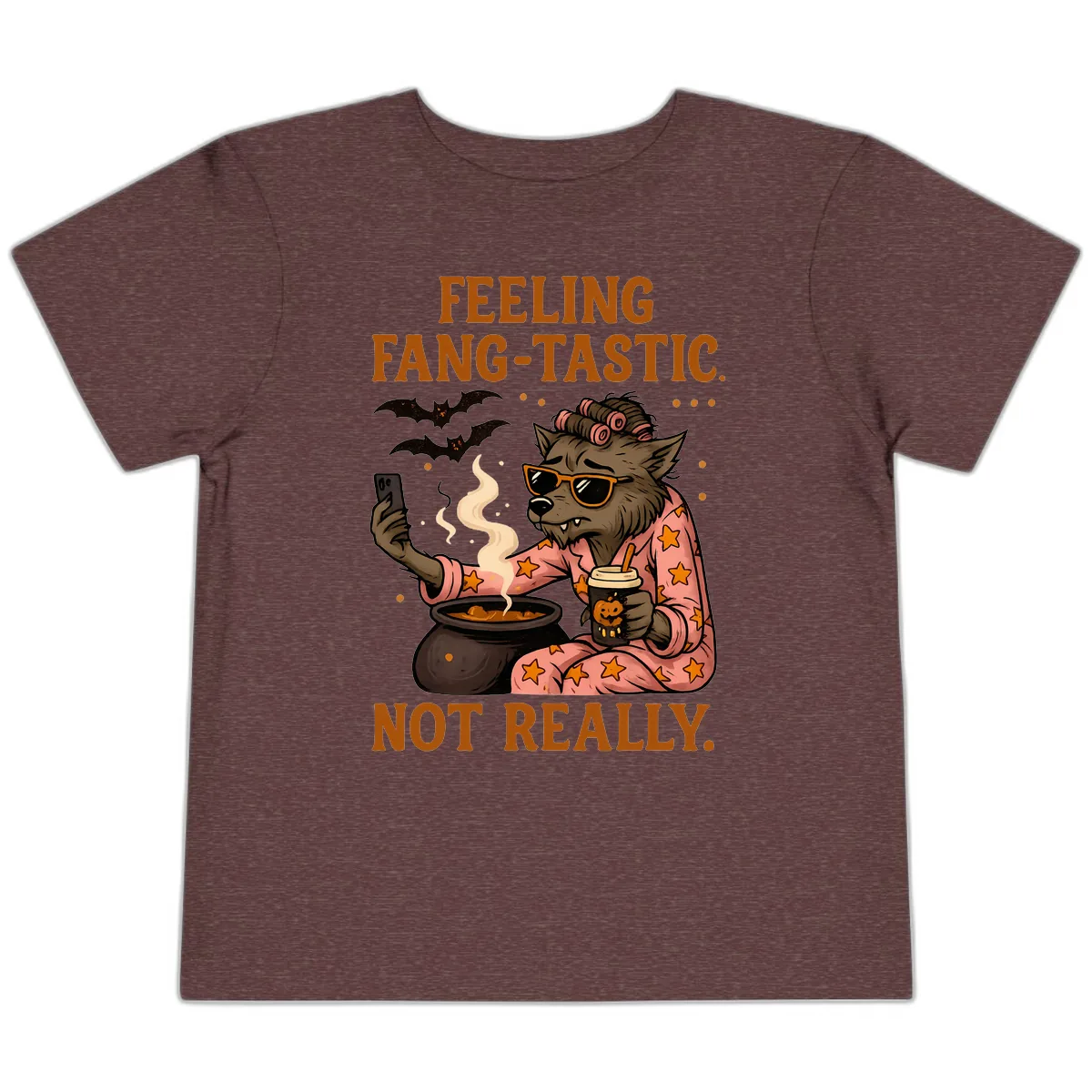 Feeling Fang-Tastic Not Really Werewolf Toddler T-Shirt in Heather Maroon