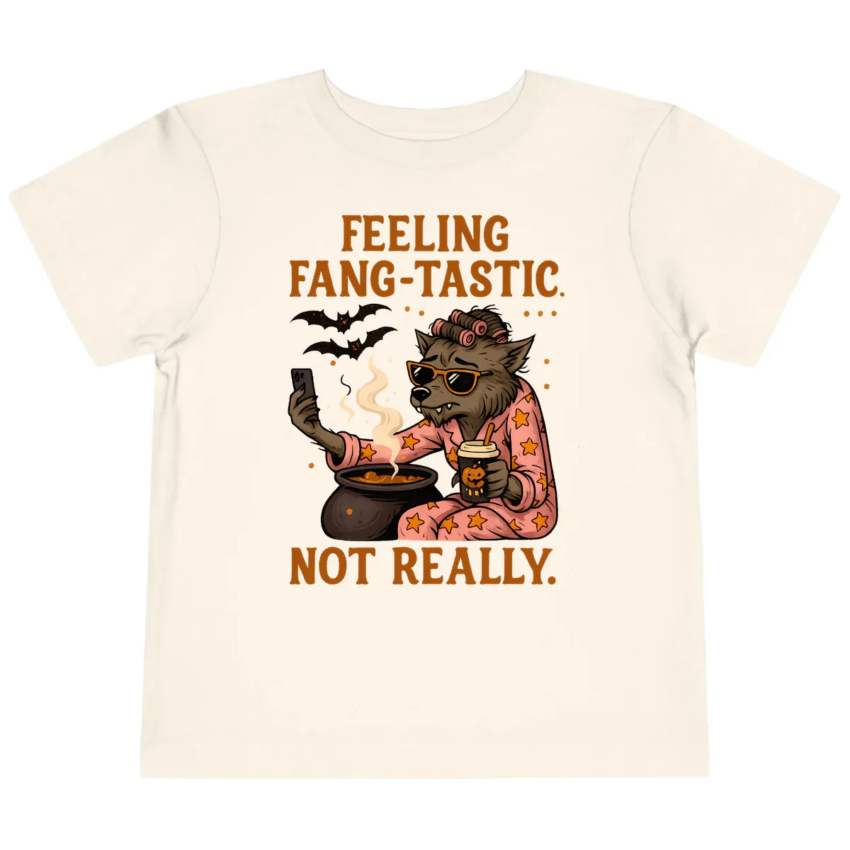 Feeling Fang-Tastic Not Really Werewolf Toddler T-Shirt in Natural