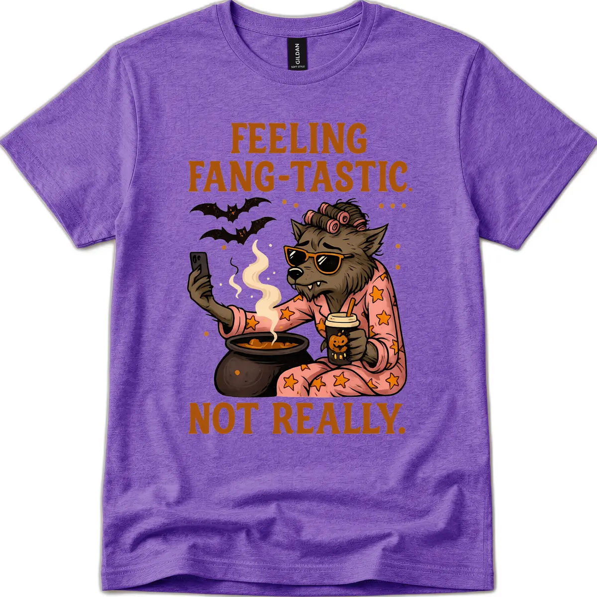 Feeling Fang-Tastic Not Really Werewolf T-Shirt in Heather Purple