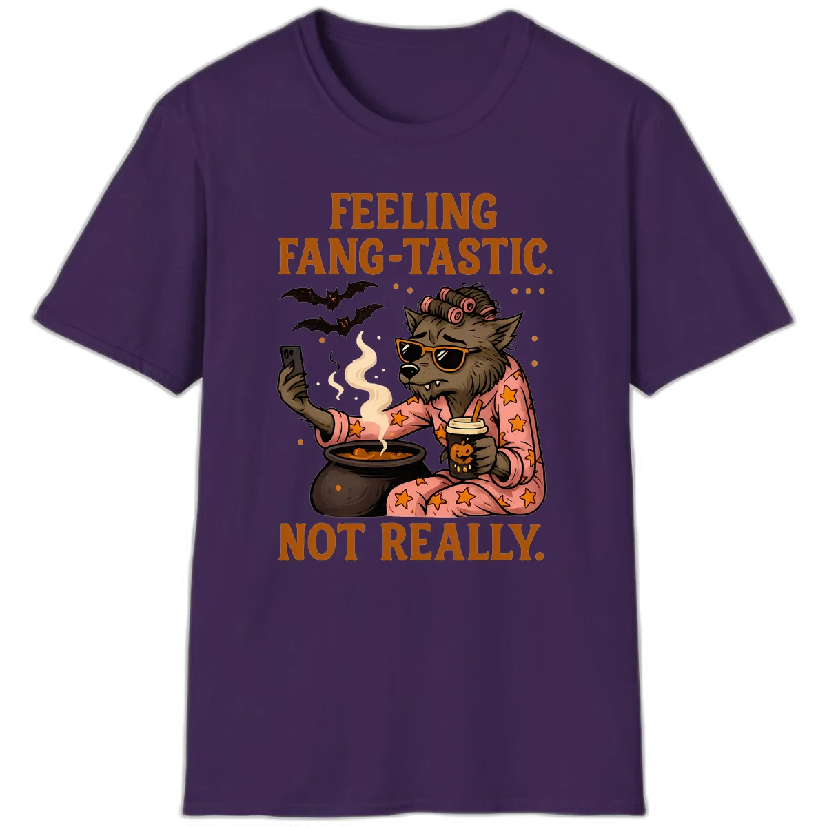 Feeling Fang-Tastic Not Really Werewolf T-Shirt in Purple