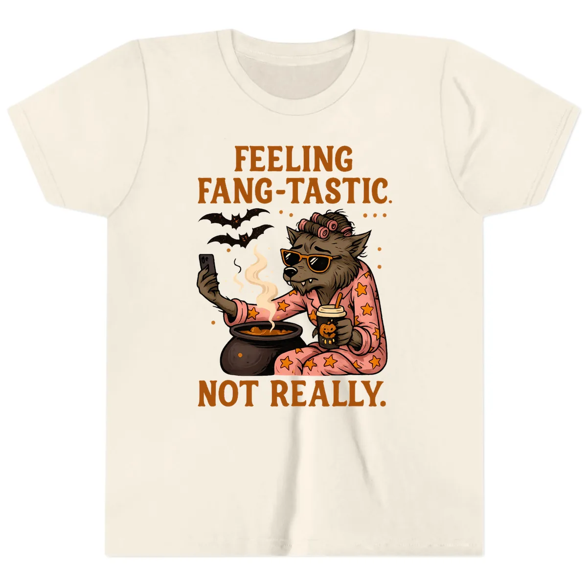 Feeling Fang-Tastic Not Really Werewolf Youth T-Shirt in Natural