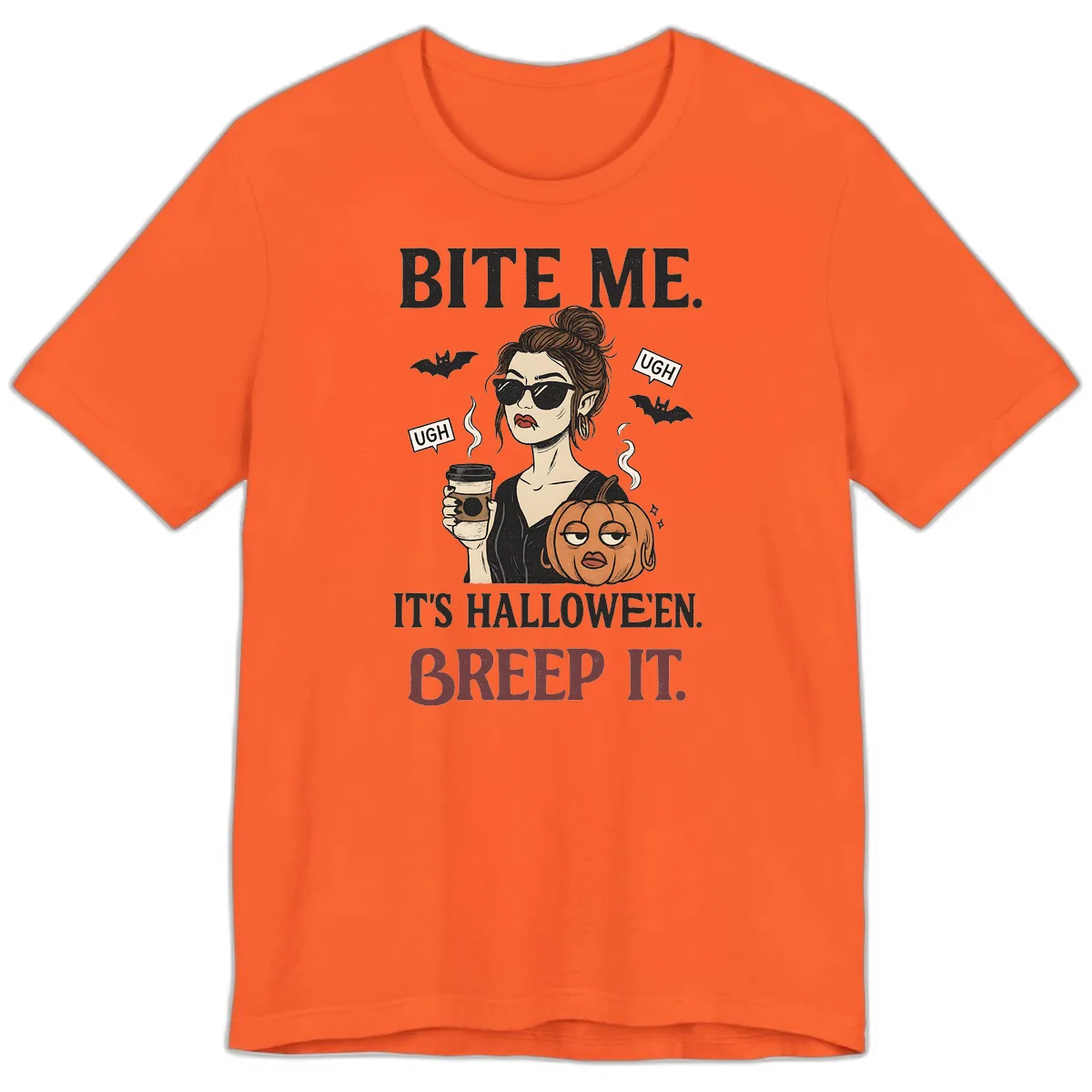 Ugh It's Halloween Sarcastic Coffee Girl Premium T-Shirt in Orange