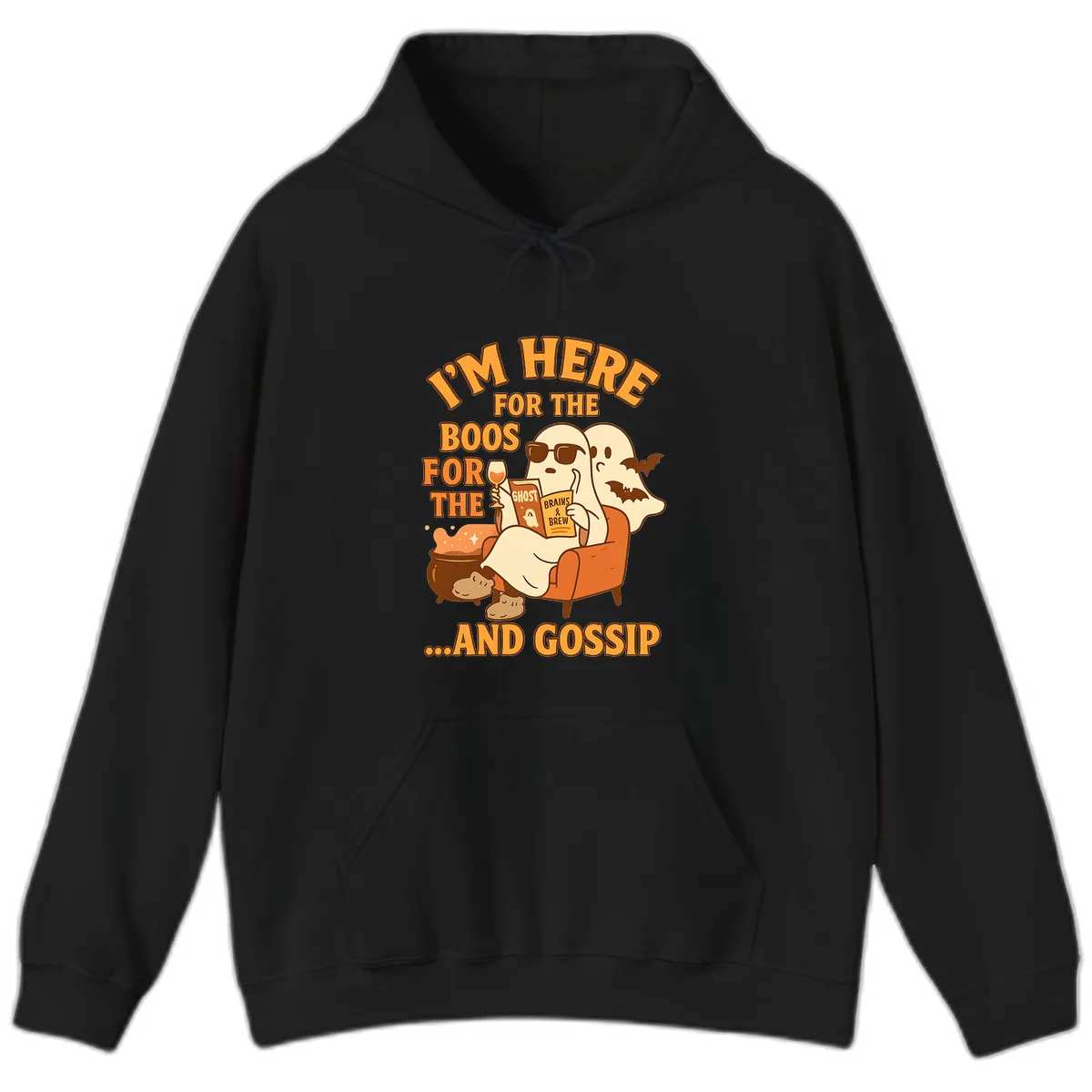 I'm Here For The Boos And Gossip Hoodie in Black