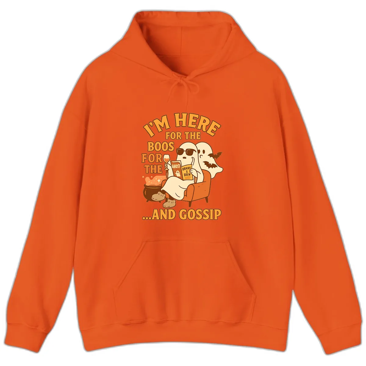 I'm Here For The Boos And Gossip Hoodie in Orange