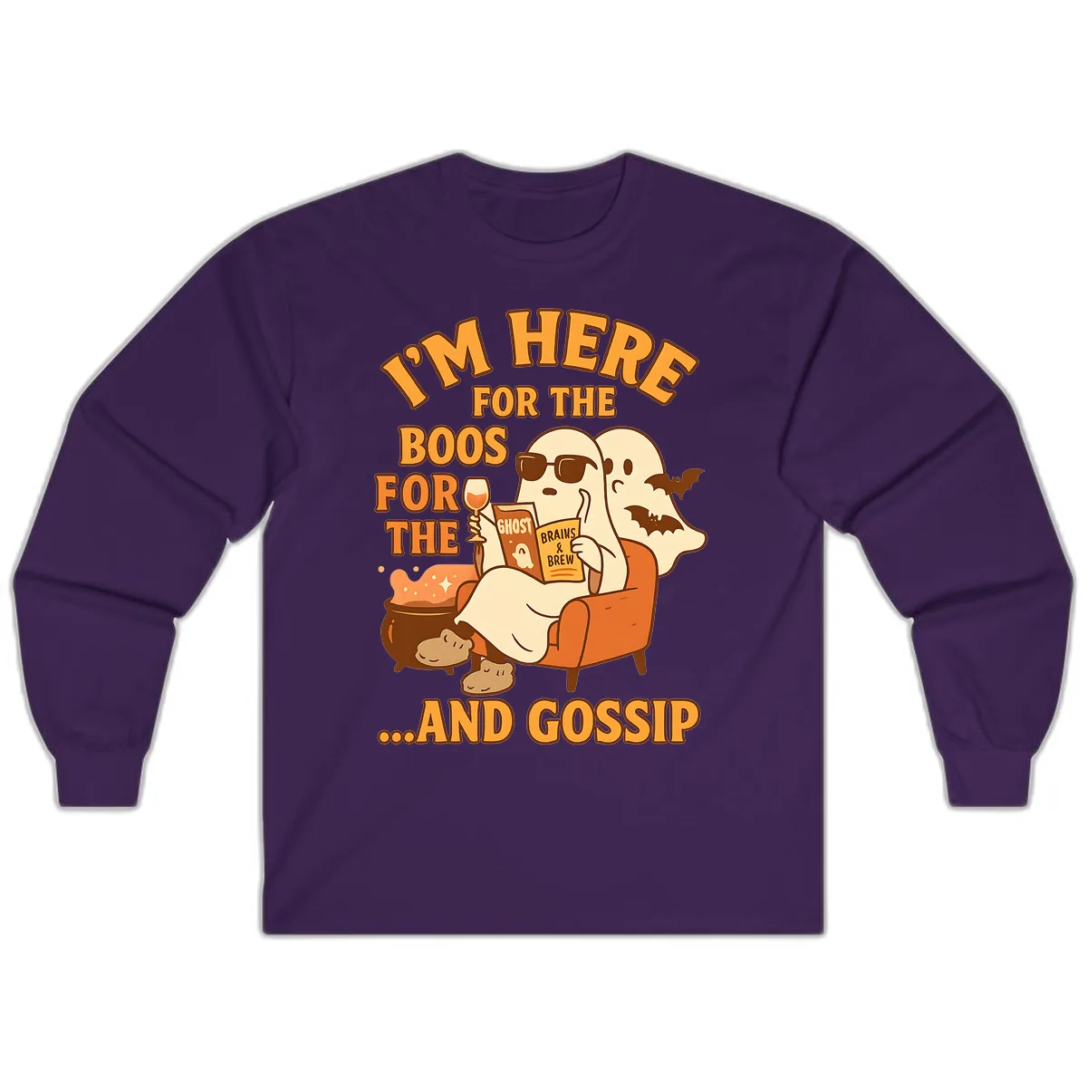 I'm Here For The Boos And Gossip Long Sleeve in Purple