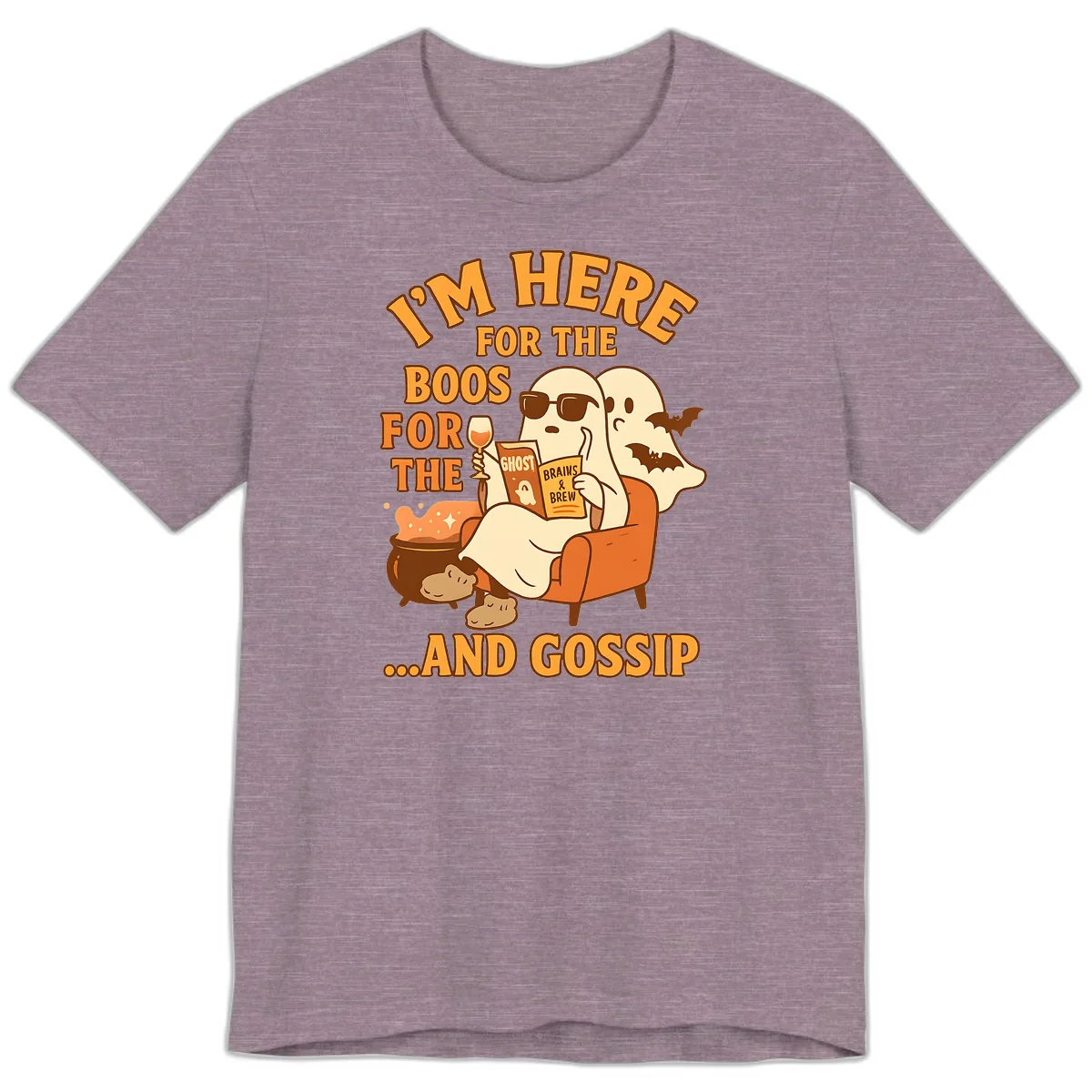 I'm Here For The Boos And Gossip Premium T-Shirt in Heather Purple