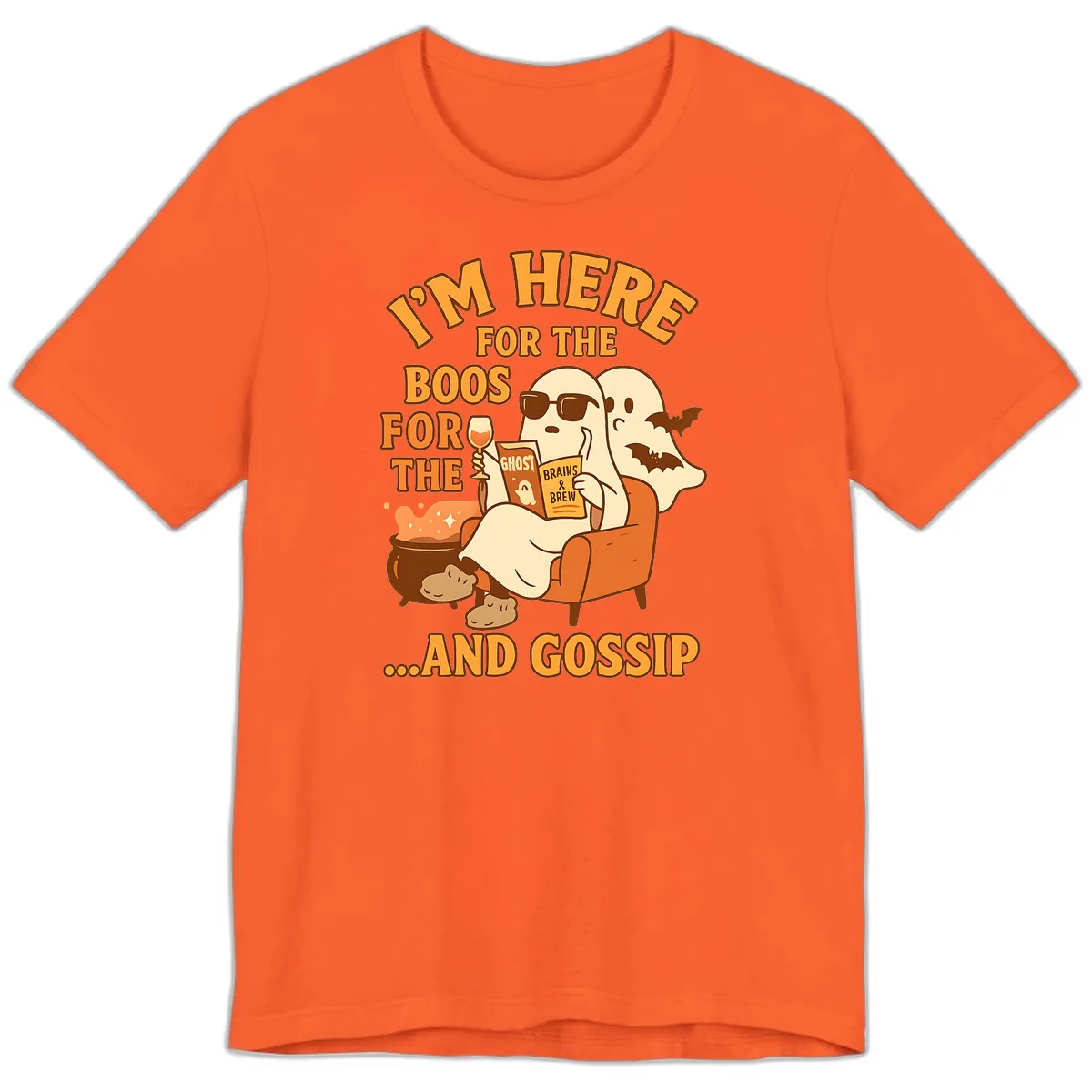I'm Here For The Boos And Gossip Premium T-Shirt in Orange