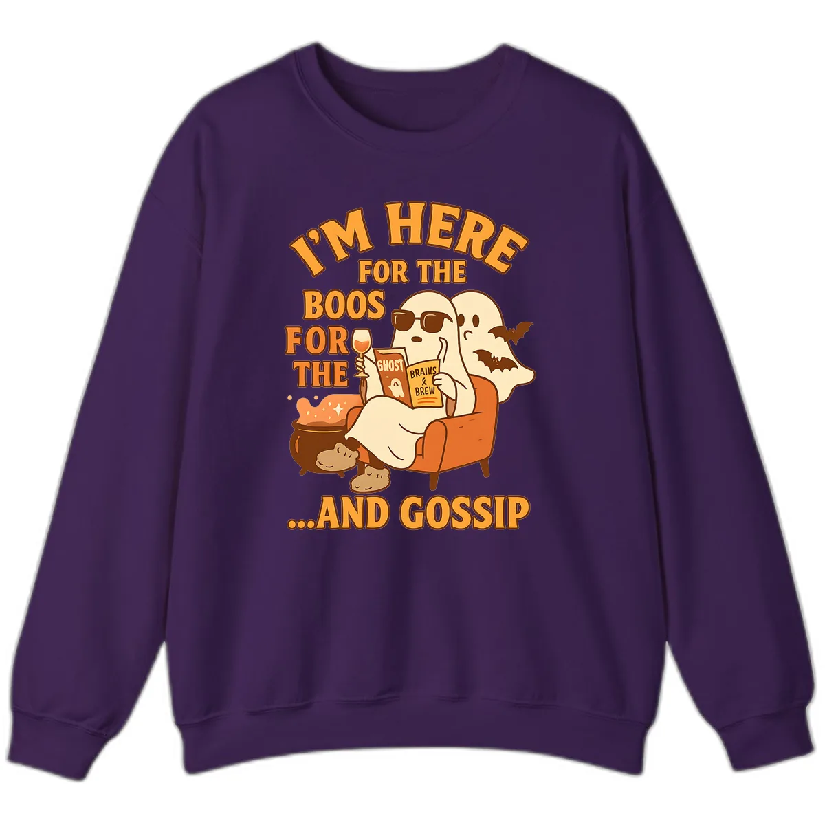 I'm Here For The Boos And Gossip Sweatshirt in Purple