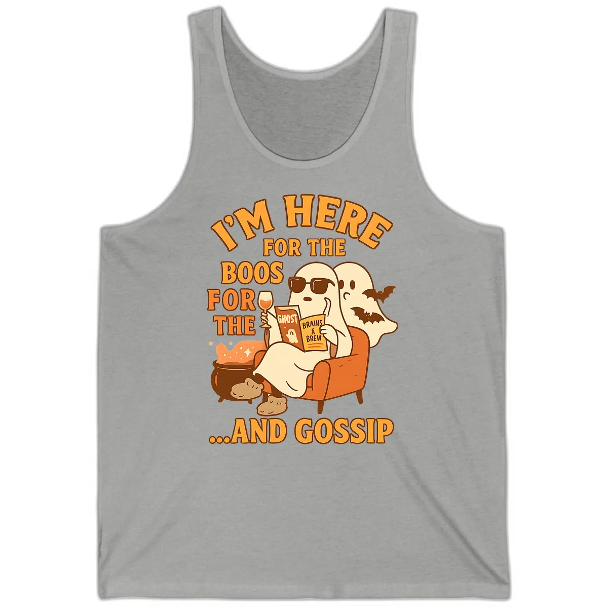 I'm Here For The Boos And Gossip Tank in Athletic Heather