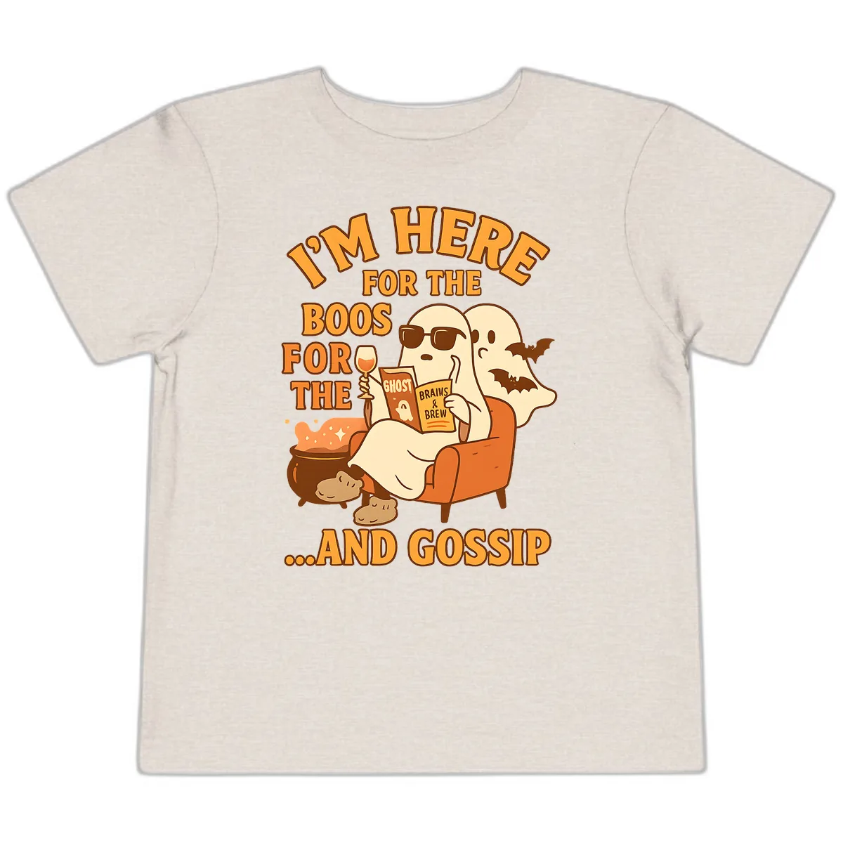 I'm Here For The Boos And Gossip Toddler T-Shirt in Heather Dust