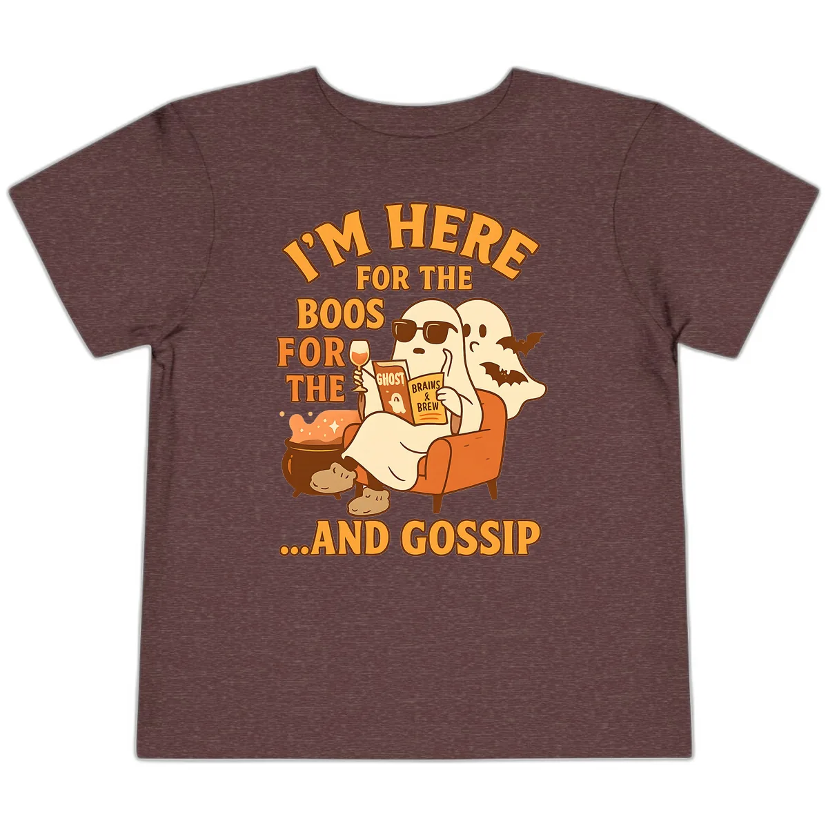 I'm Here For The Boos And Gossip Toddler T-Shirt in Heather Maroon