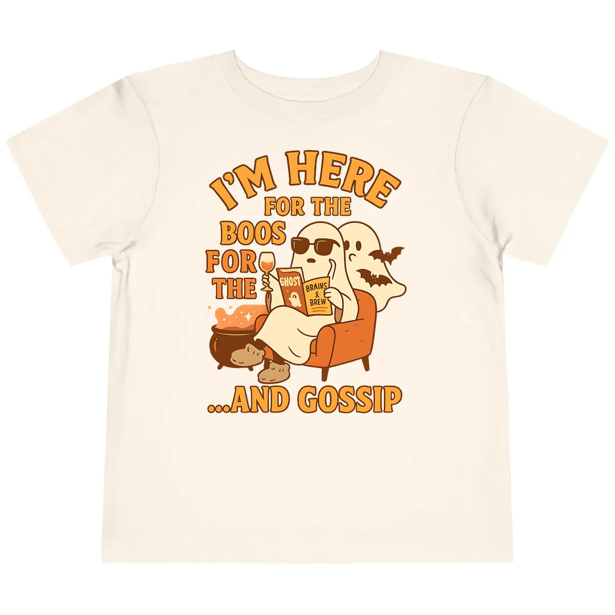 I'm Here For The Boos And Gossip Toddler T-Shirt in Natural