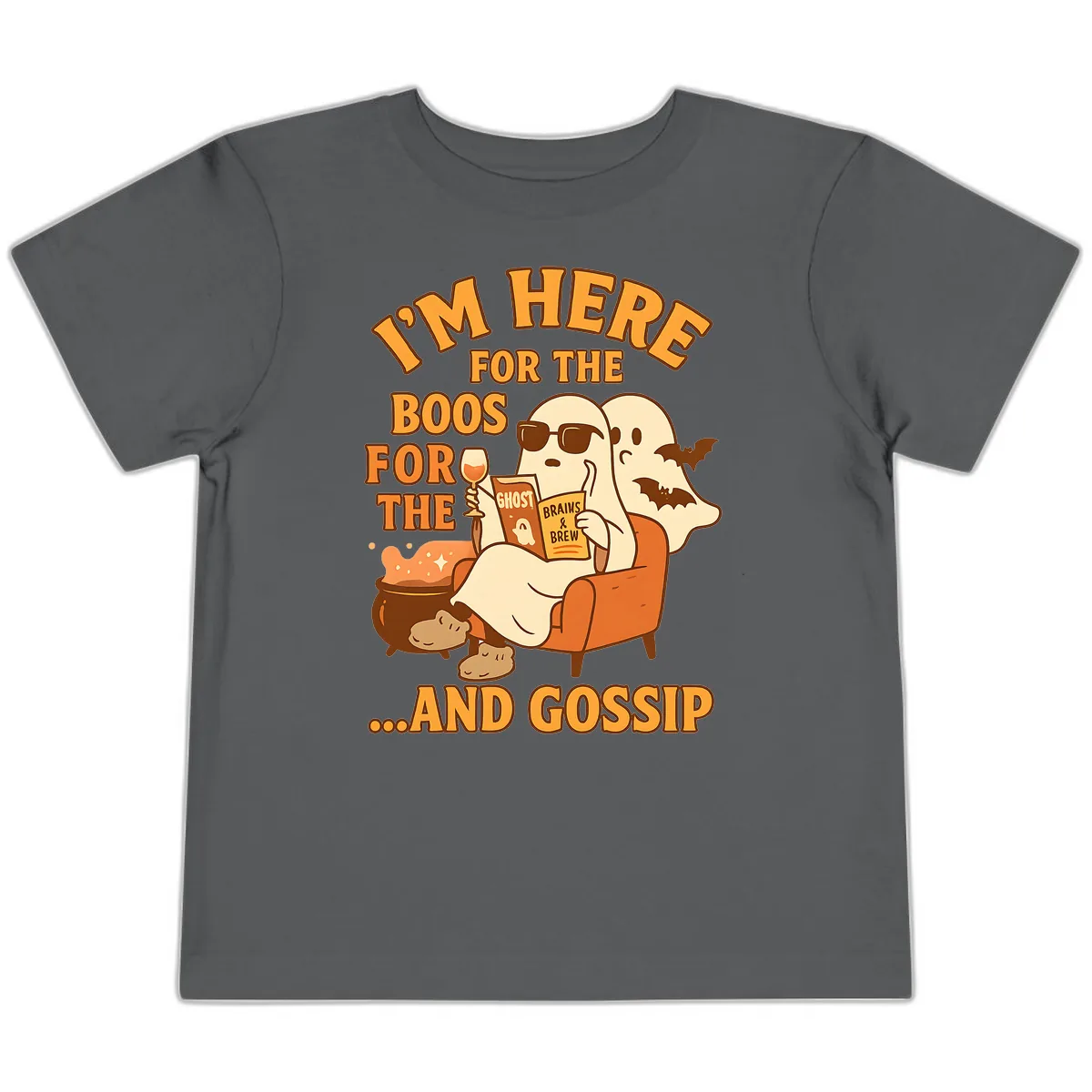 I'm Here For The Boos And Gossip Toddler T-Shirt in Asphalt