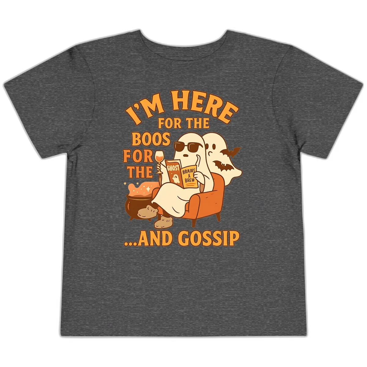 I'm Here For The Boos And Gossip Toddler T-Shirt in Dark Heather Grey