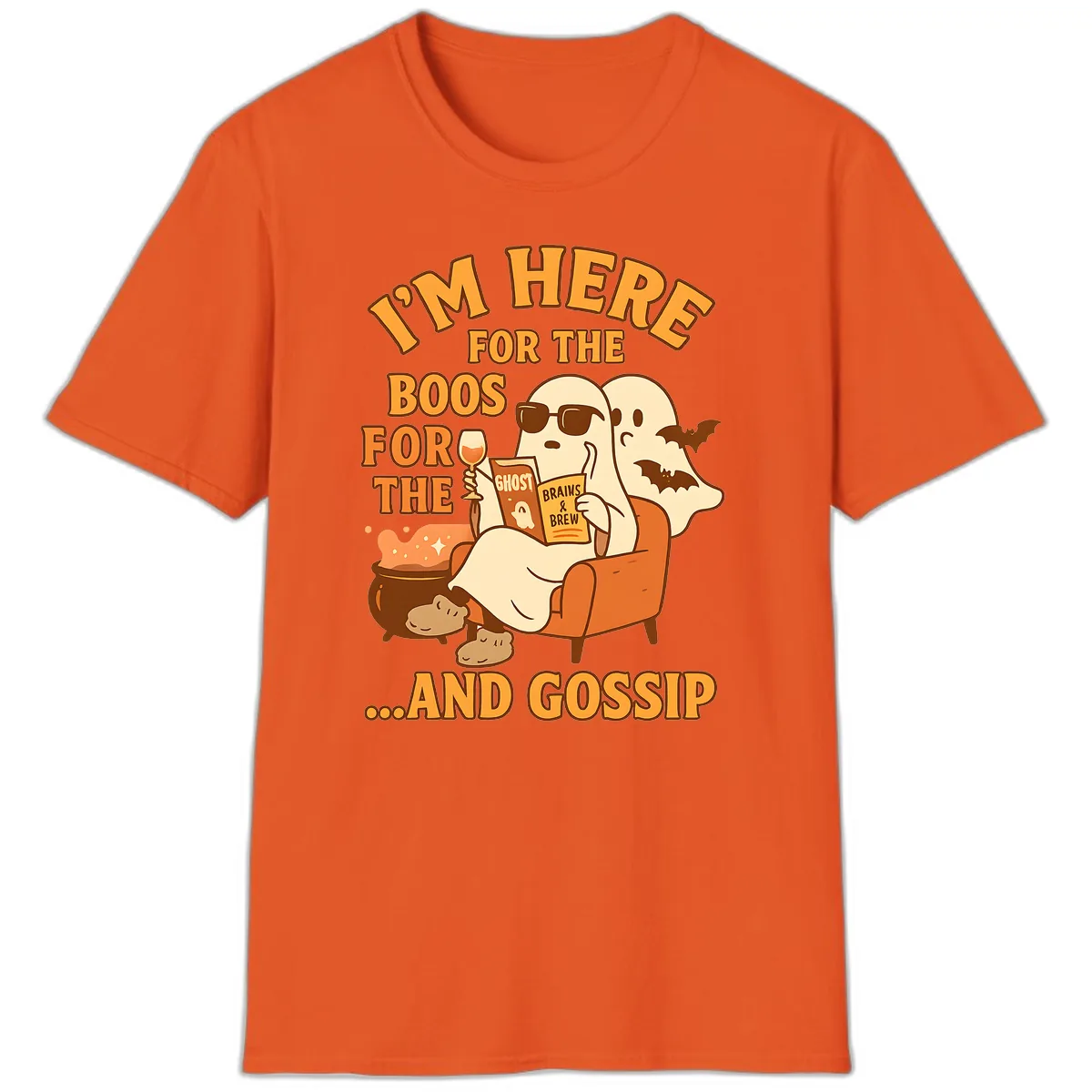 I'm Here For The Boos And Gossip T-Shirt in Orange