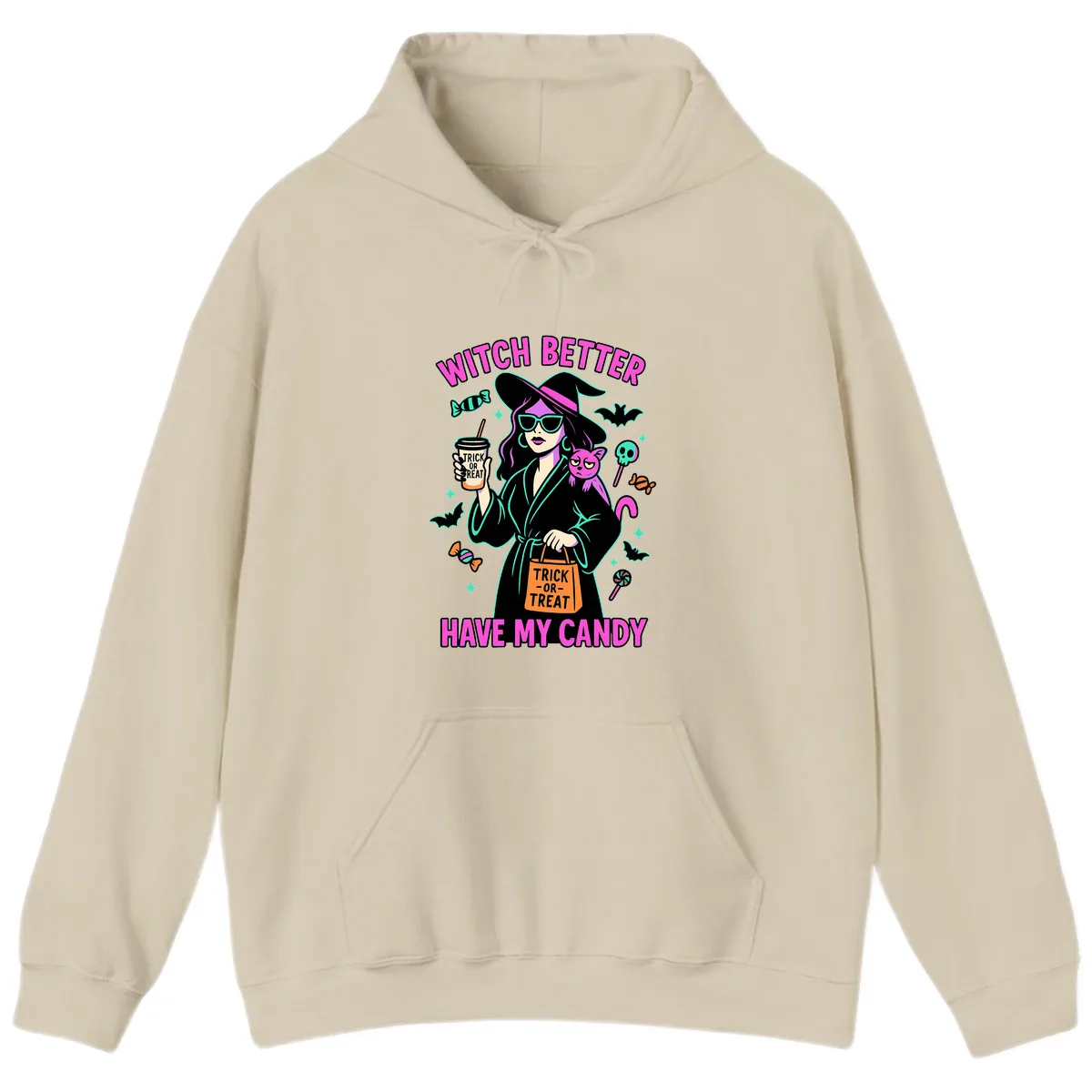 Witch Better Have My Candy Halloween Hoodie in Sand