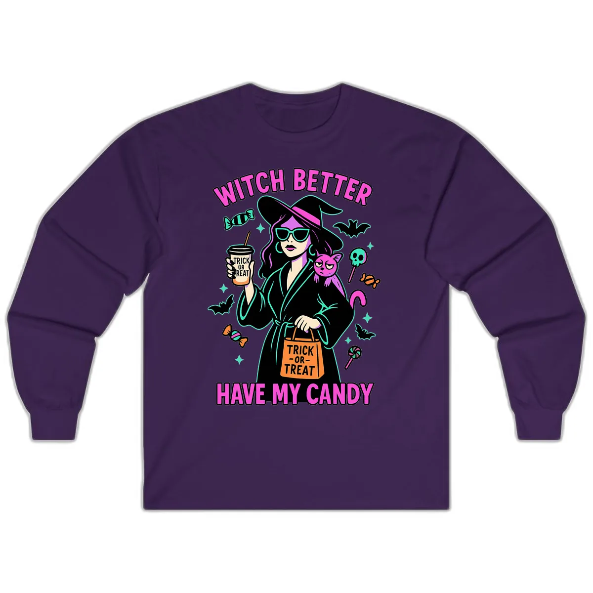 Witch Better Have My Candy Halloween Long Sleeve in Purple