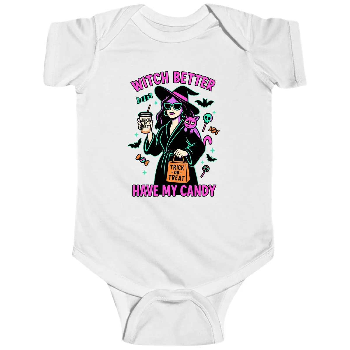 Witch Better Have My Candy Halloween Baby Onesie in White