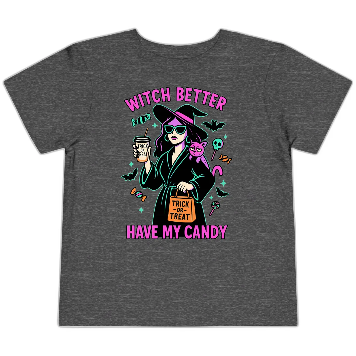 Witch Better Have My Candy Halloween Toddler T-Shirt in Dark Heather Grey