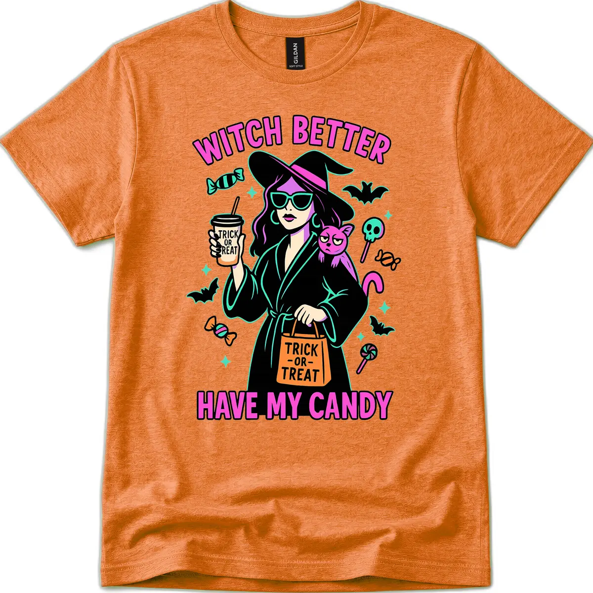 Witch Better Have My Candy Halloween T-Shirt in Heather Orange
