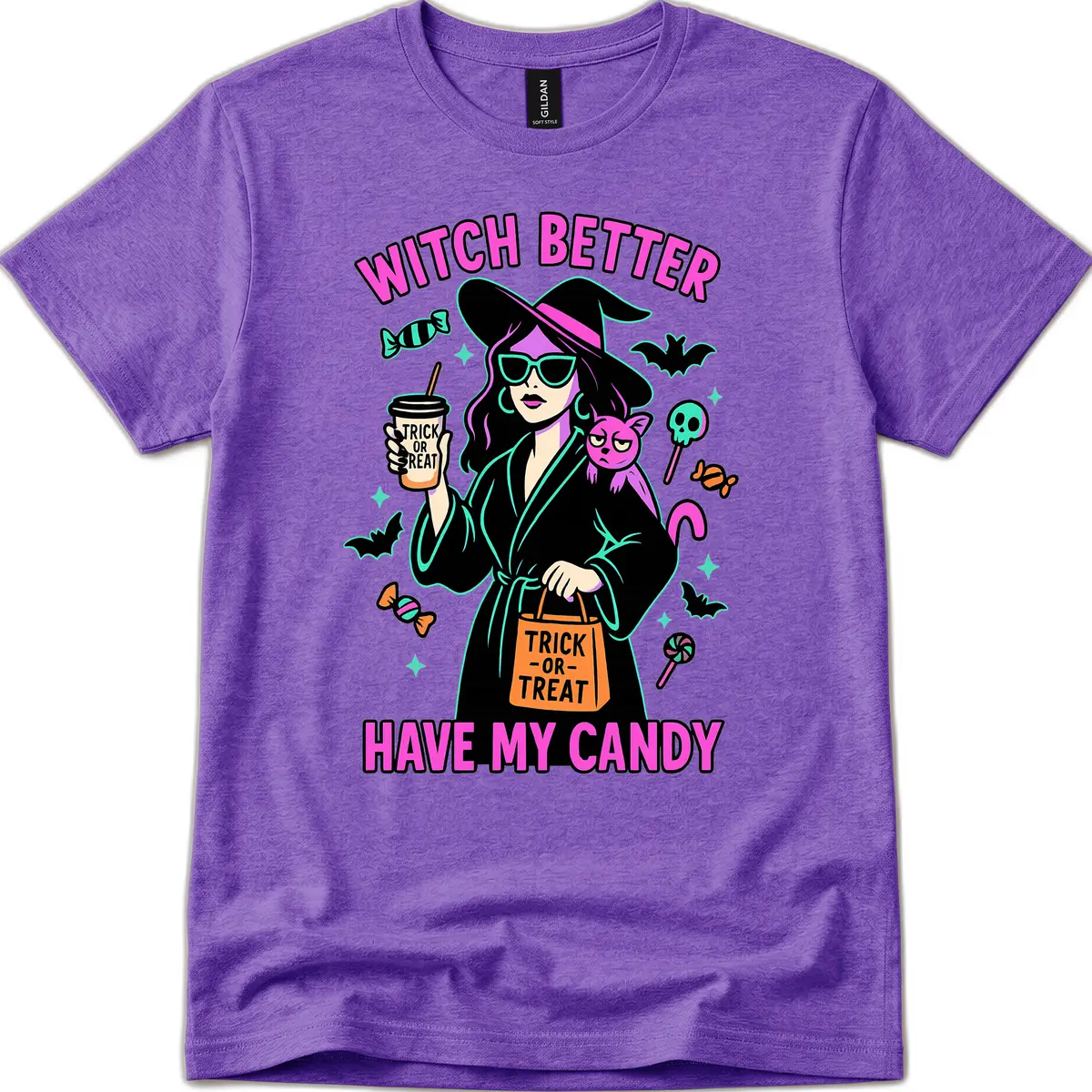 Witch Better Have My Candy Halloween T-Shirt in Heather Purple