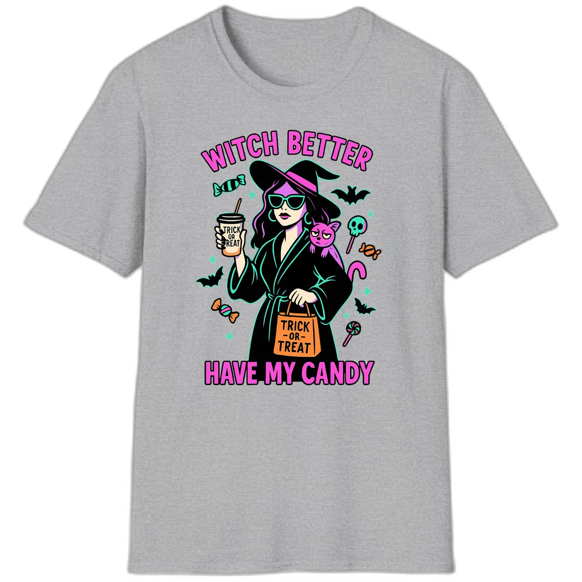 Witch Better Have My Candy Halloween T-Shirt in Sport Grey