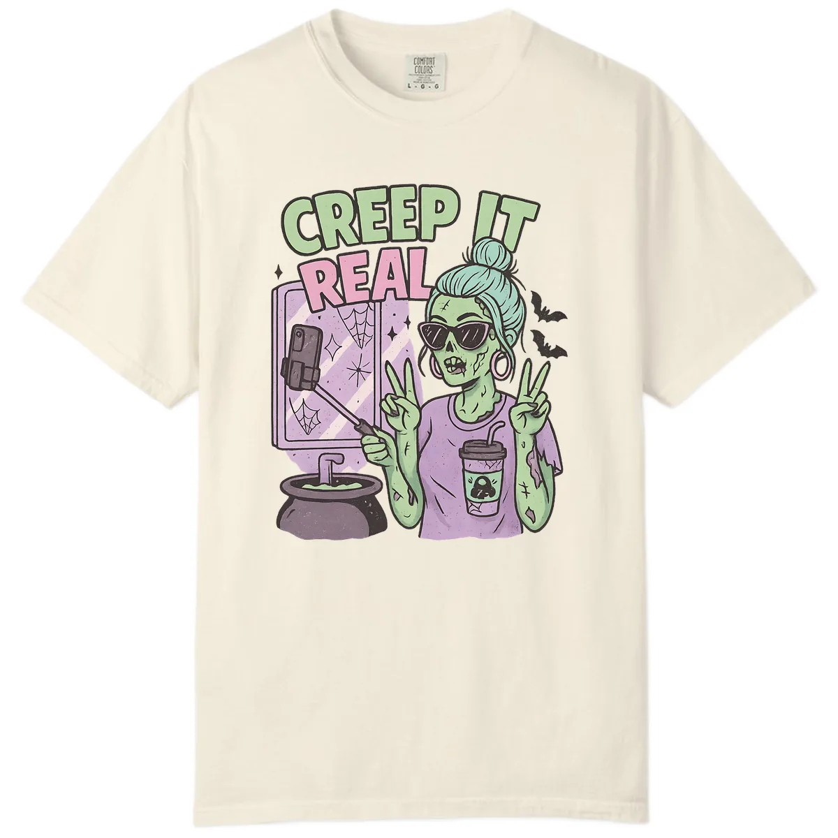 Creep It Real Zombie Selfie Comfort Color in Ivory