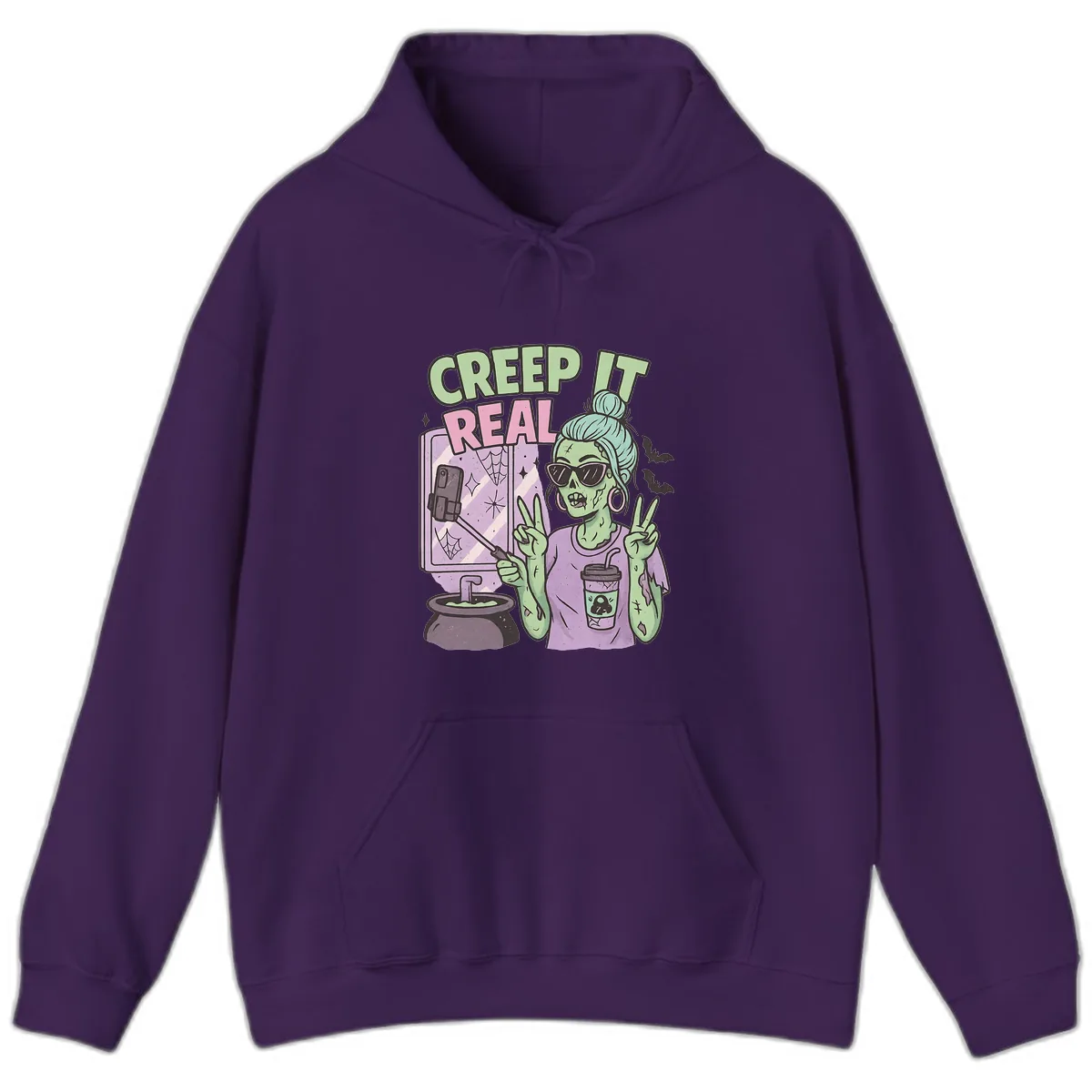Creep It Real Zombie Selfie Hoodie in Purple