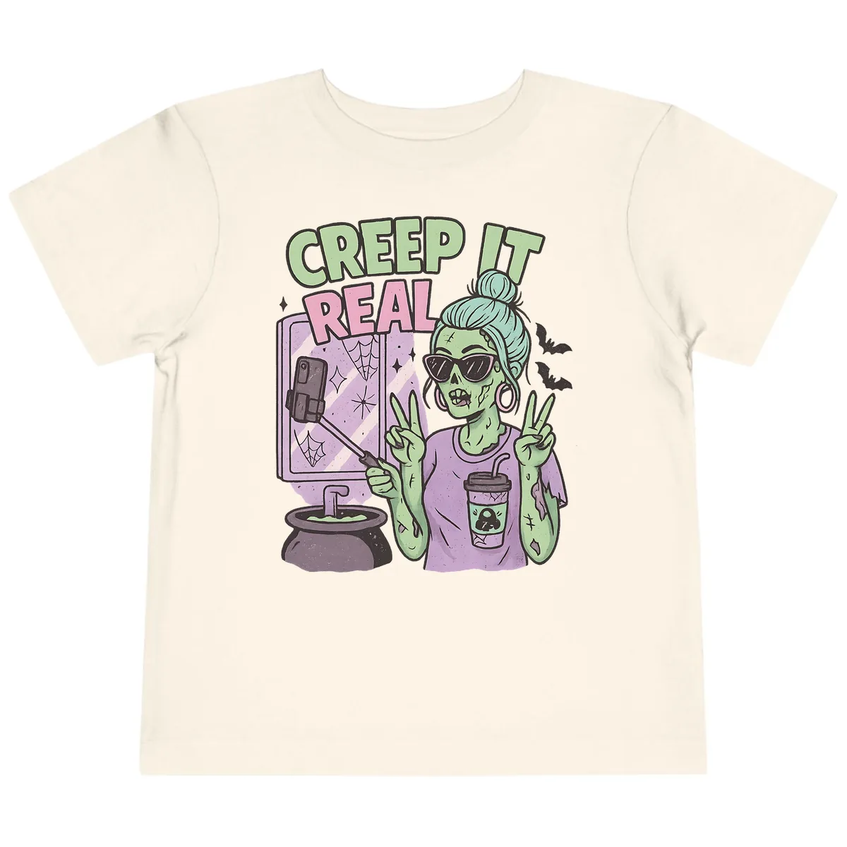 Creep It Real Zombie Selfie Toddler T-Shirt in Natural