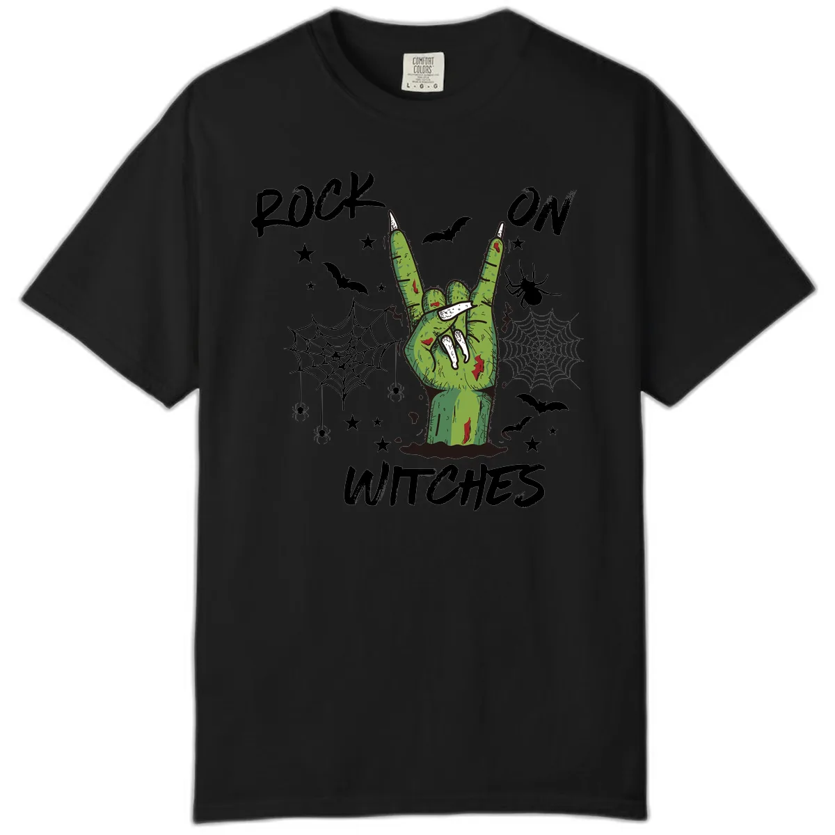 Rock On Zombie Hand Halloween Comfort Color in Black
