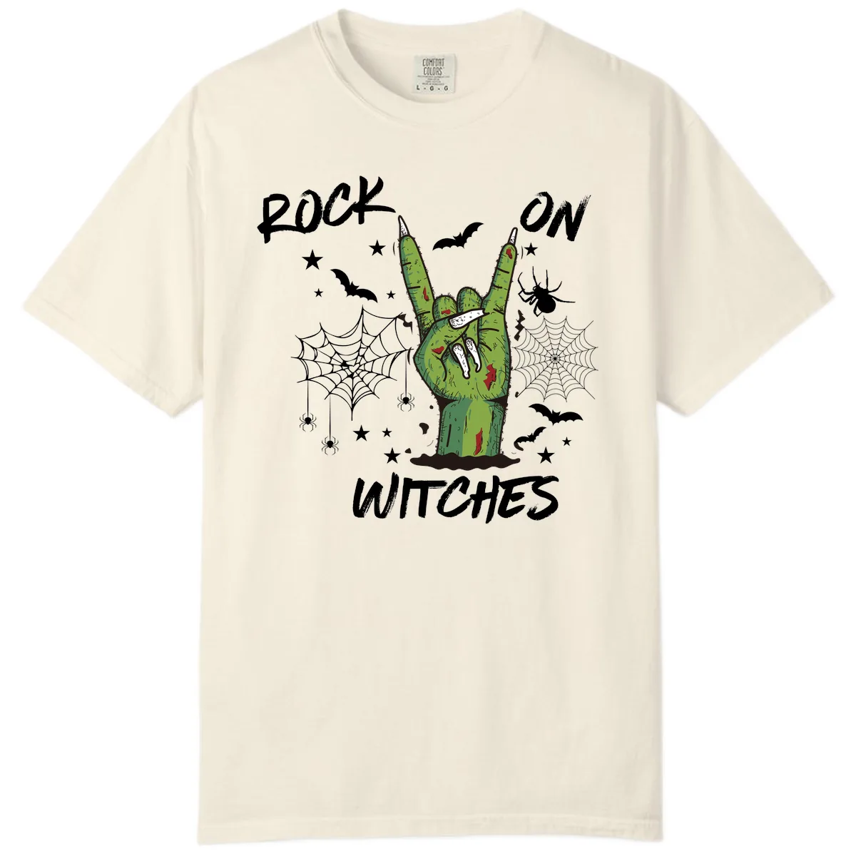 Rock On Zombie Hand Halloween Comfort Color in Ivory