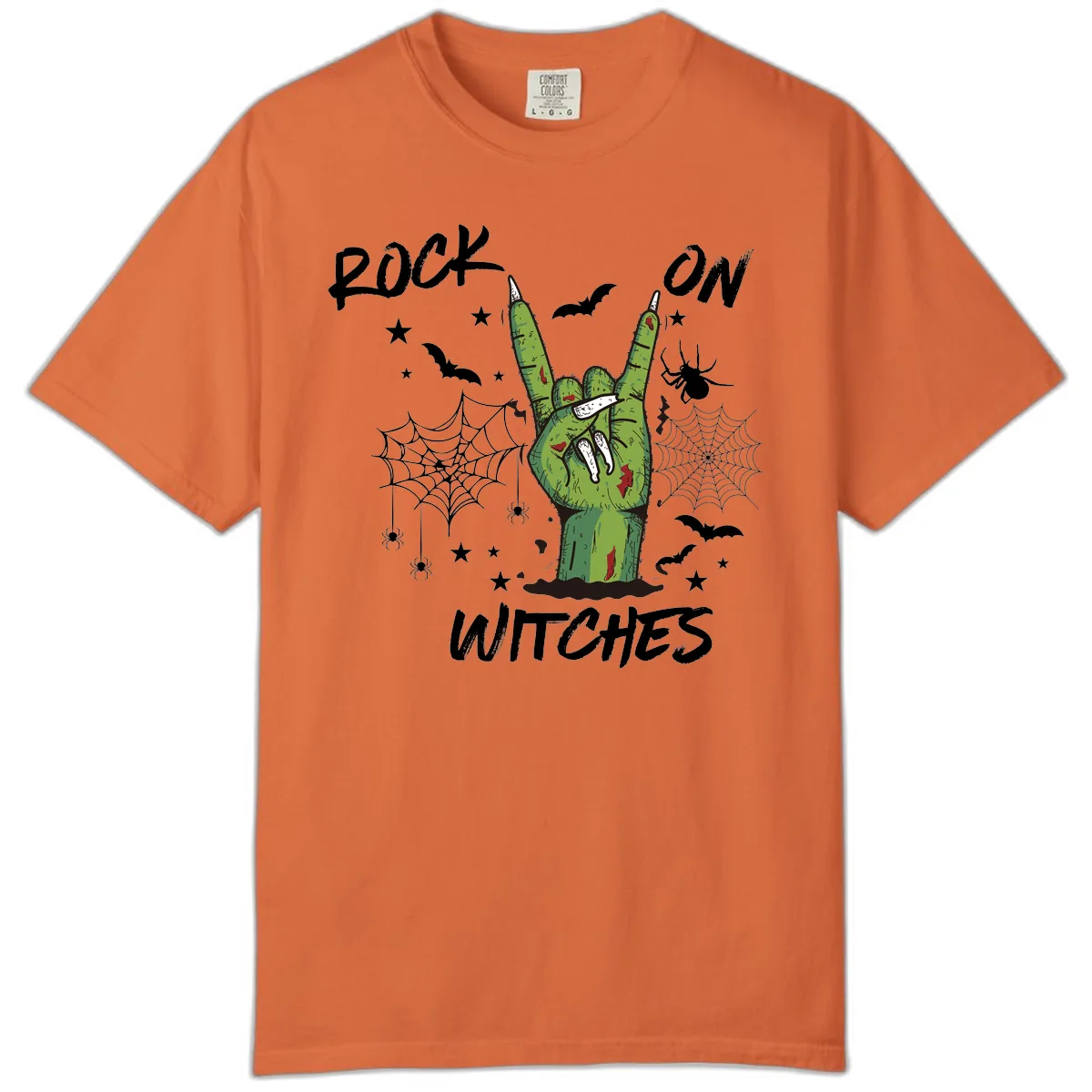 Rock On Zombie Hand Halloween Comfort Color in Burnt Orange