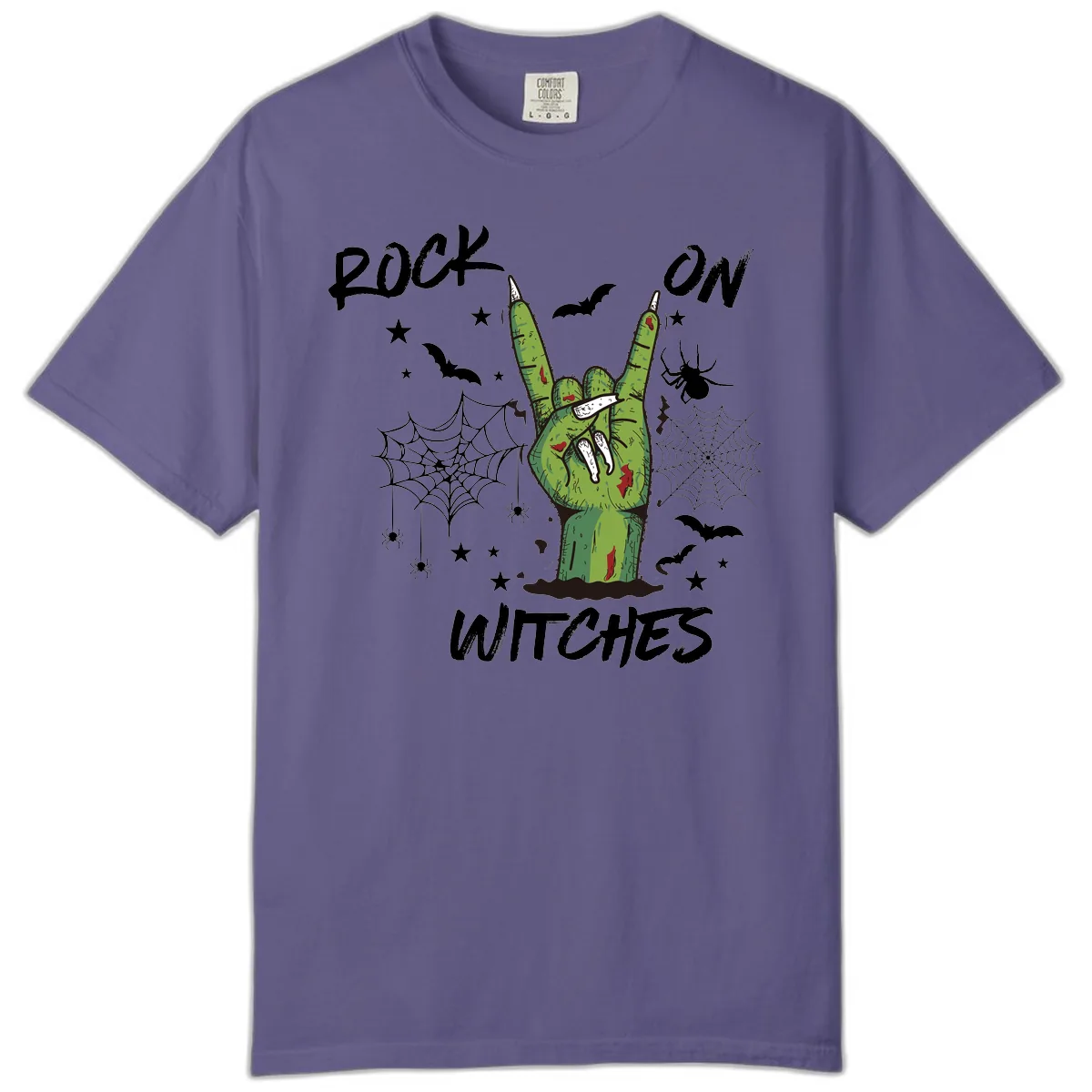 Rock On Zombie Hand Halloween Comfort Color in Grape