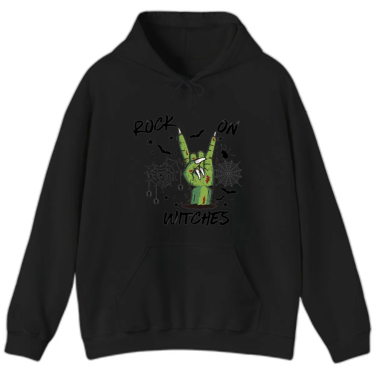Rock On Zombie Hand Halloween Hoodie in Black
