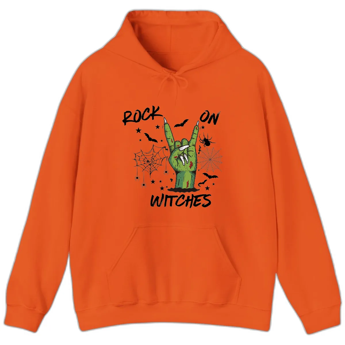 Rock On Zombie Hand Halloween Hoodie in Orange