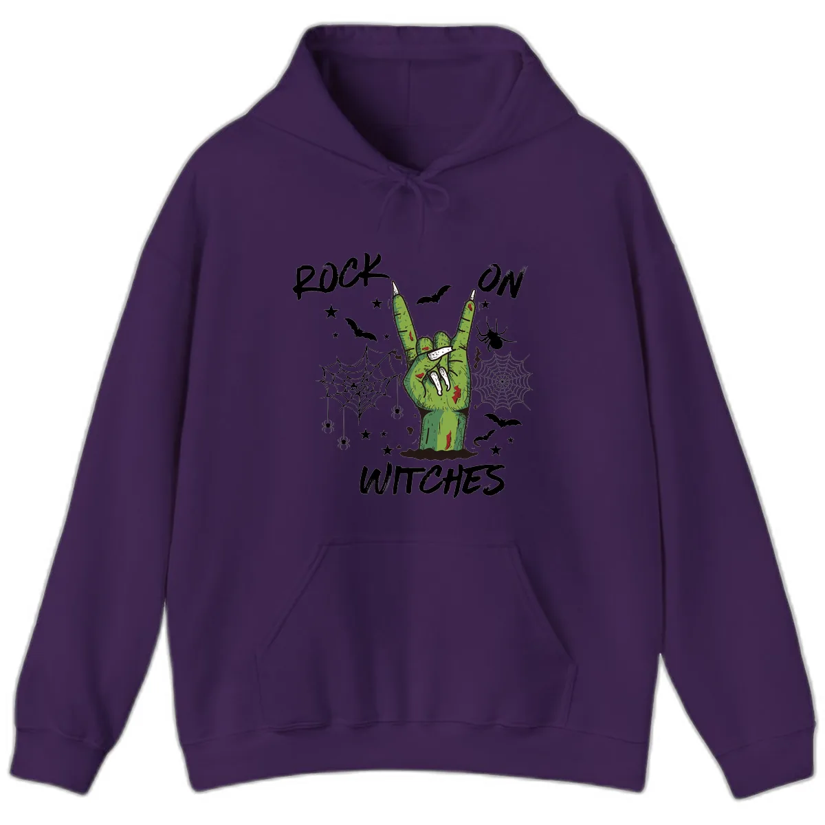Rock On Zombie Hand Halloween Hoodie in Purple