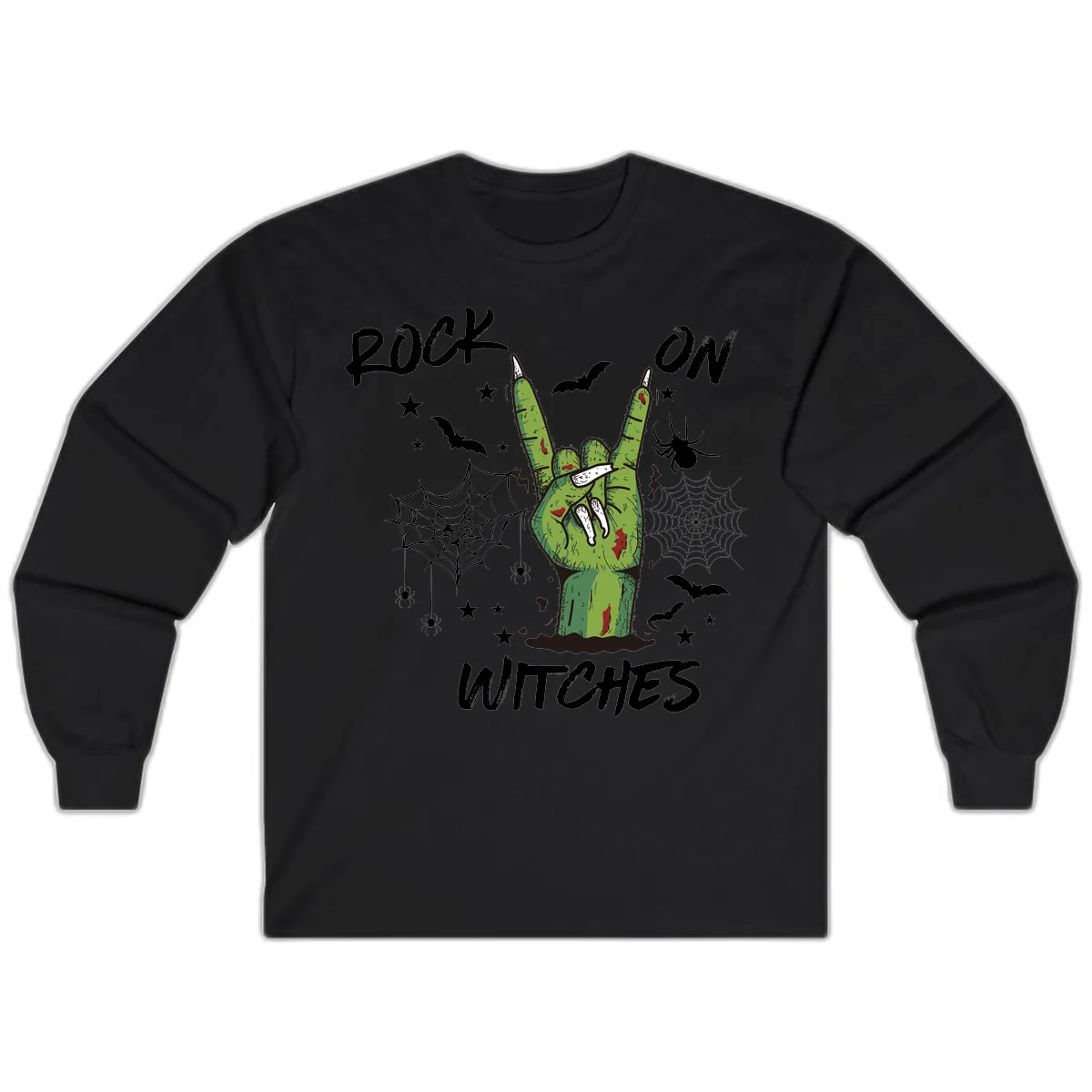 Rock On Zombie Hand Halloween Long Sleeve in Black