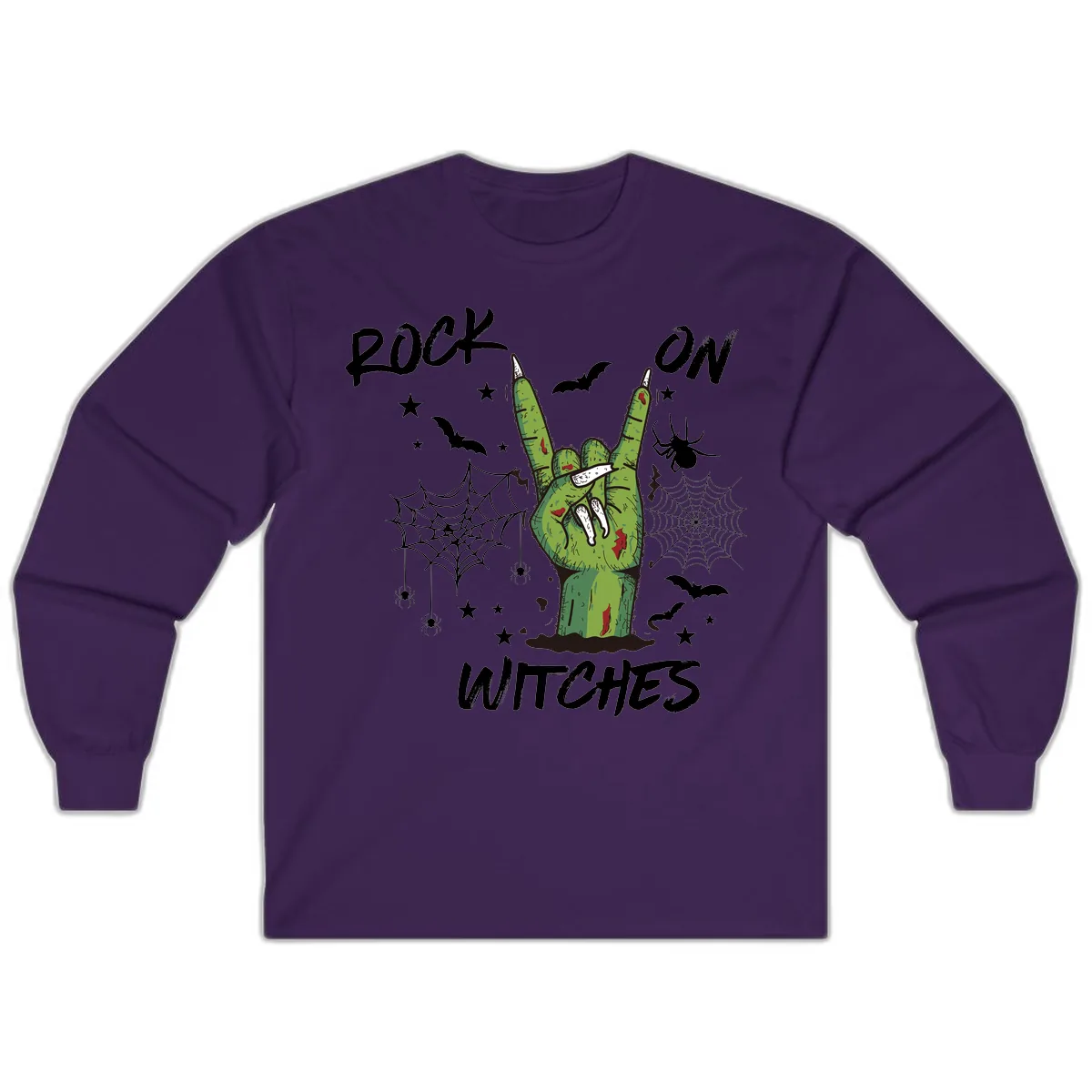 Rock On Zombie Hand Halloween Long Sleeve in Purple