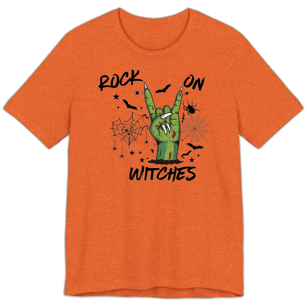 Rock On Zombie Hand Halloween Premium T-Shirt in Heather Orange