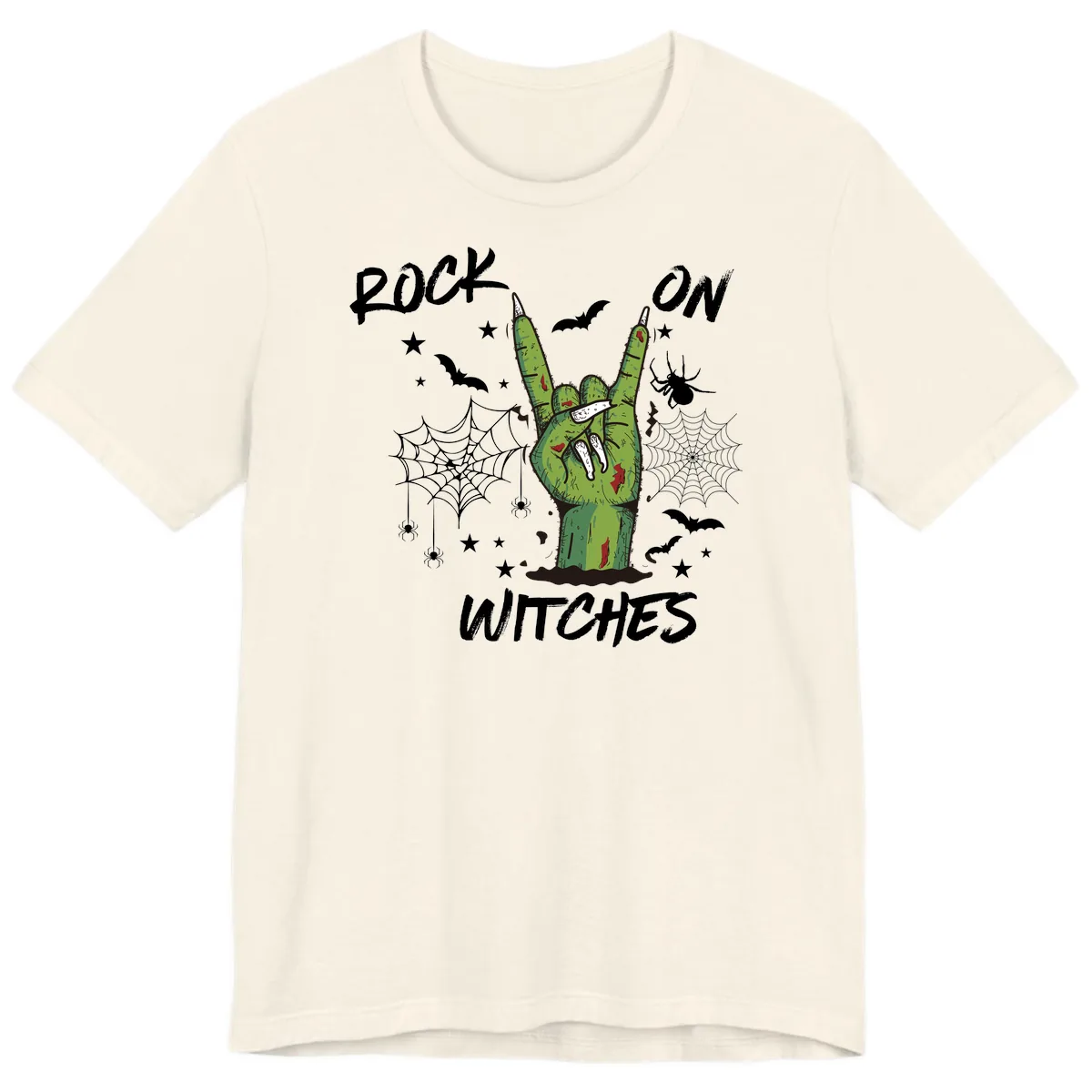 Rock On Zombie Hand Halloween Premium T-Shirt in Natural