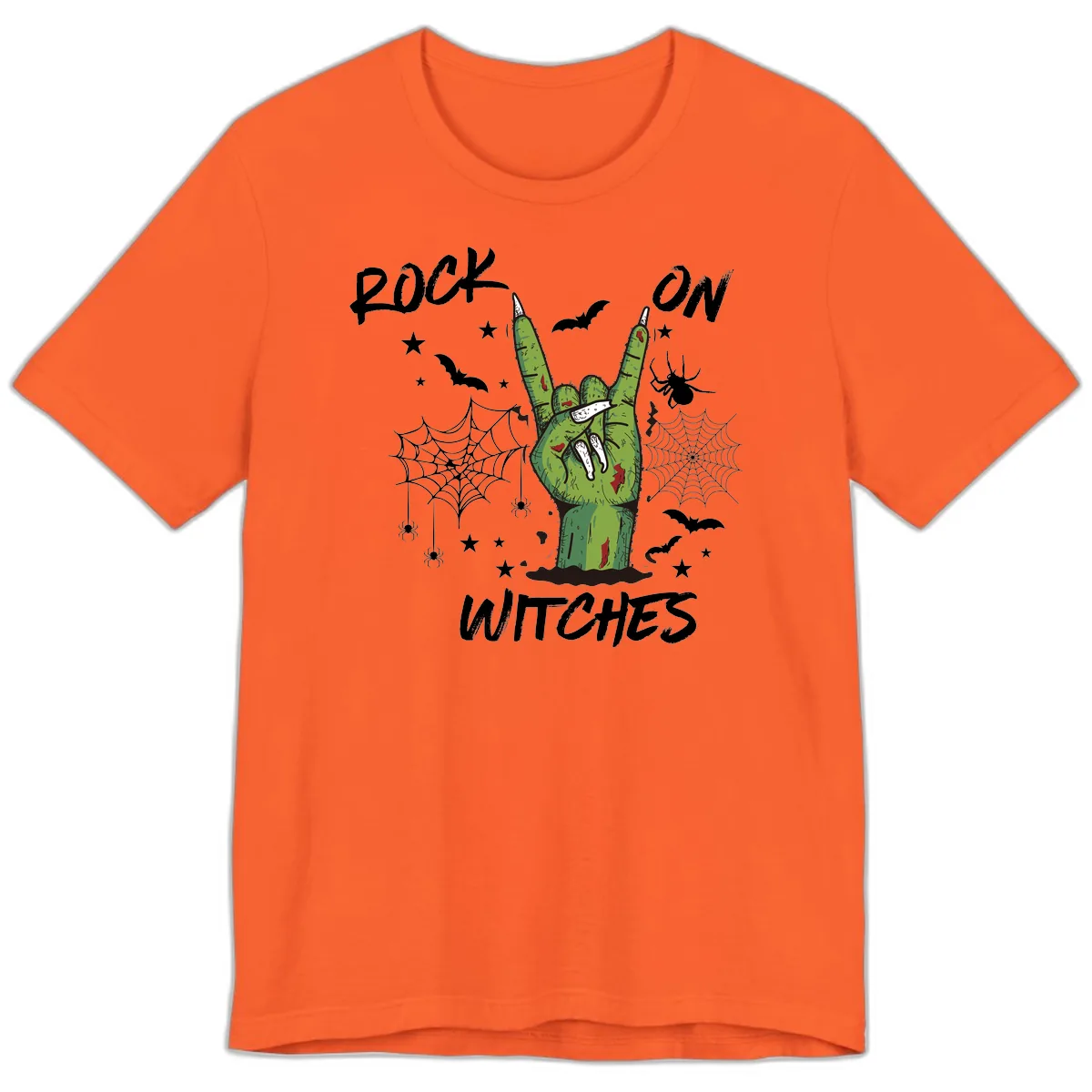 Rock On Zombie Hand Halloween Premium T-Shirt in Orange