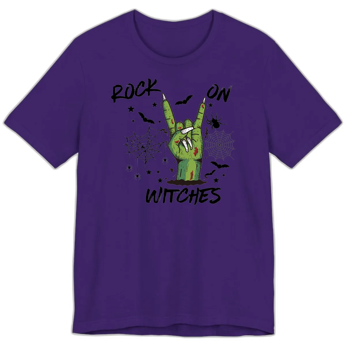 Rock On Zombie Hand Halloween Premium T-Shirt in Team Purple
