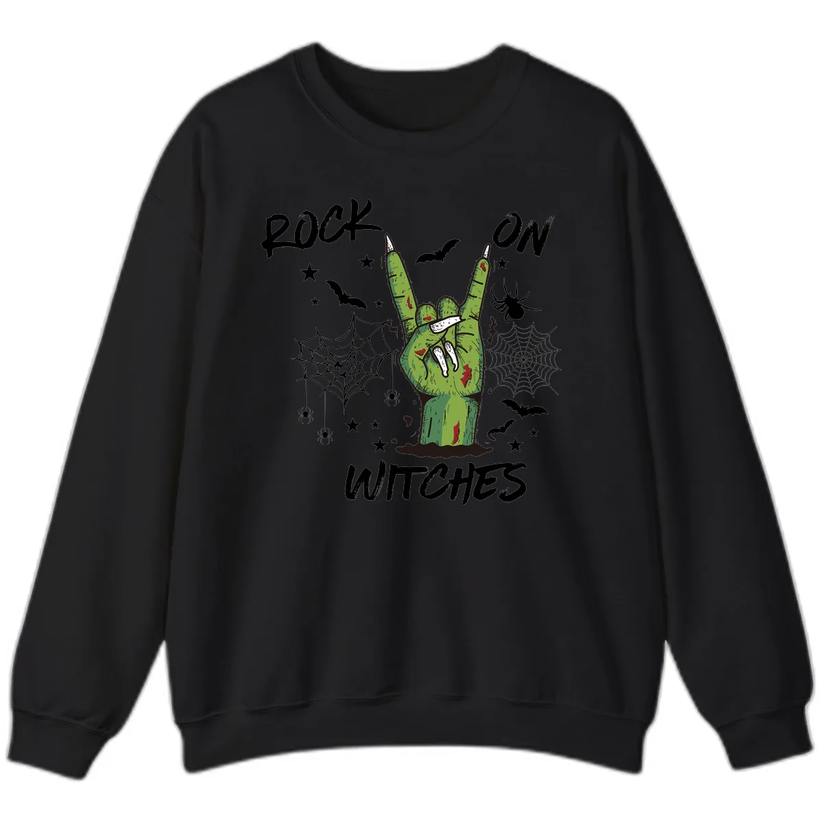 Rock On Zombie Hand Halloween Sweatshirt in Black