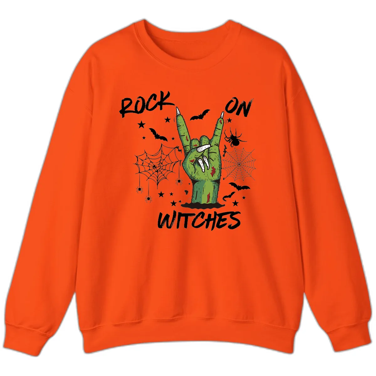 Rock On Zombie Hand Halloween Sweatshirt in Orange