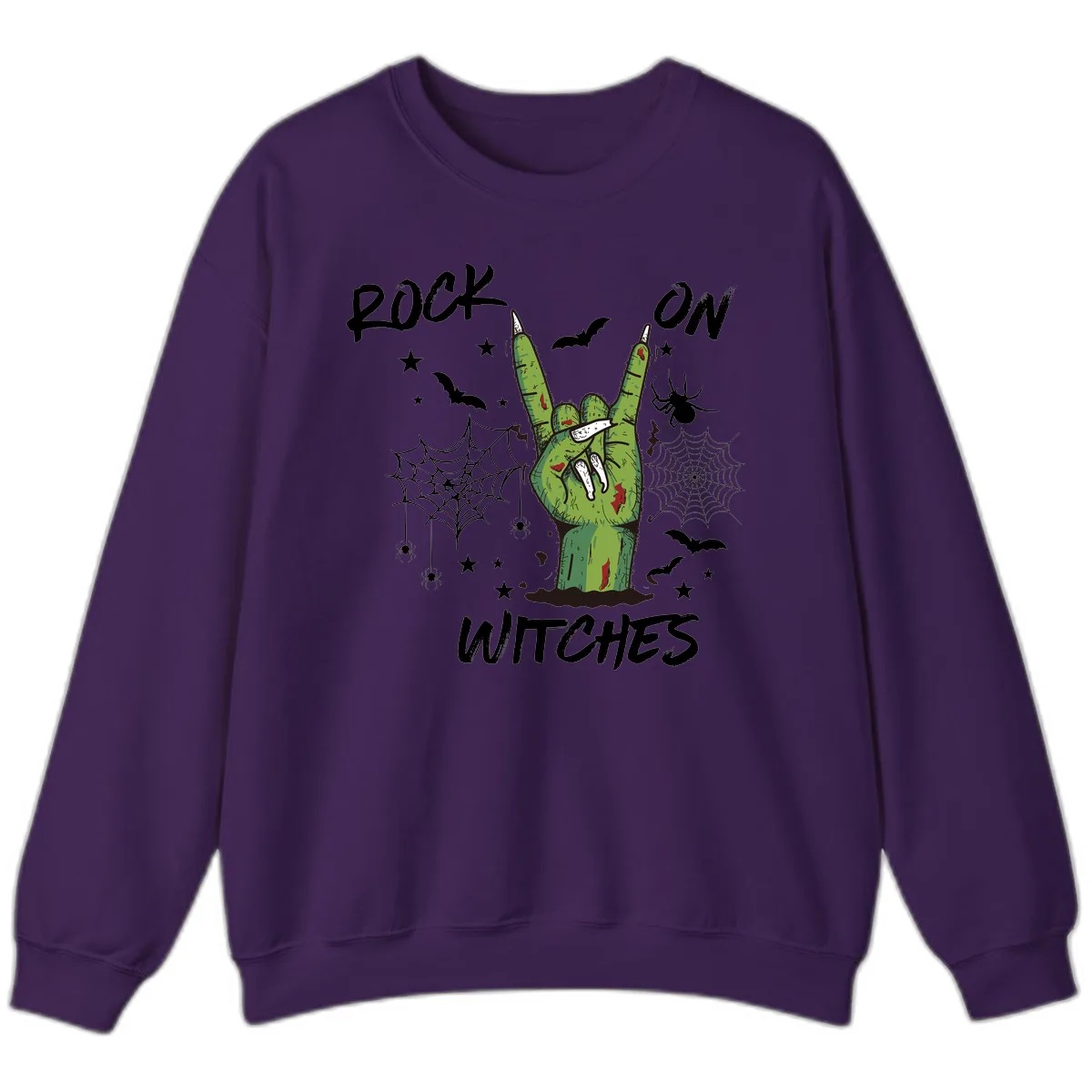 Rock On Zombie Hand Halloween Sweatshirt in Purple