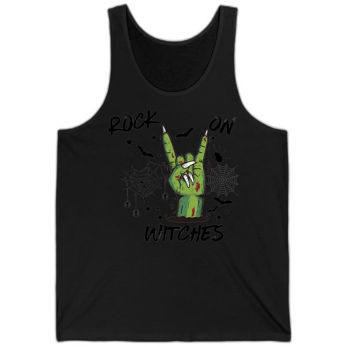 Rock On Zombie Hand Halloween Tank in Black