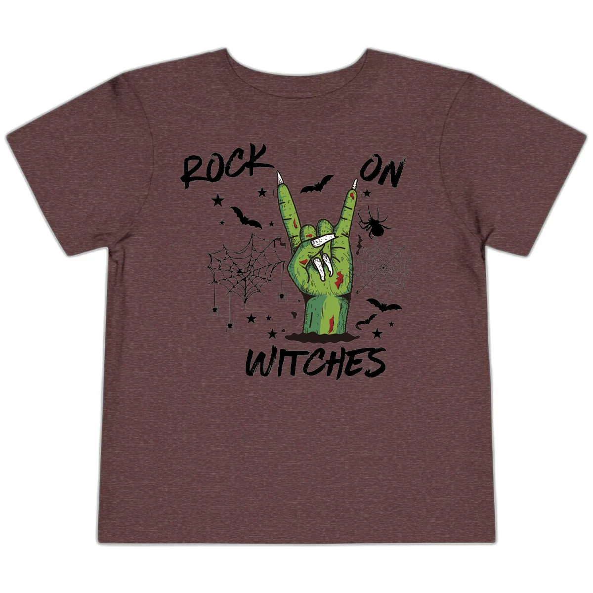 Rock On Zombie Hand Halloween Toddler T-Shirt in Heather Maroon